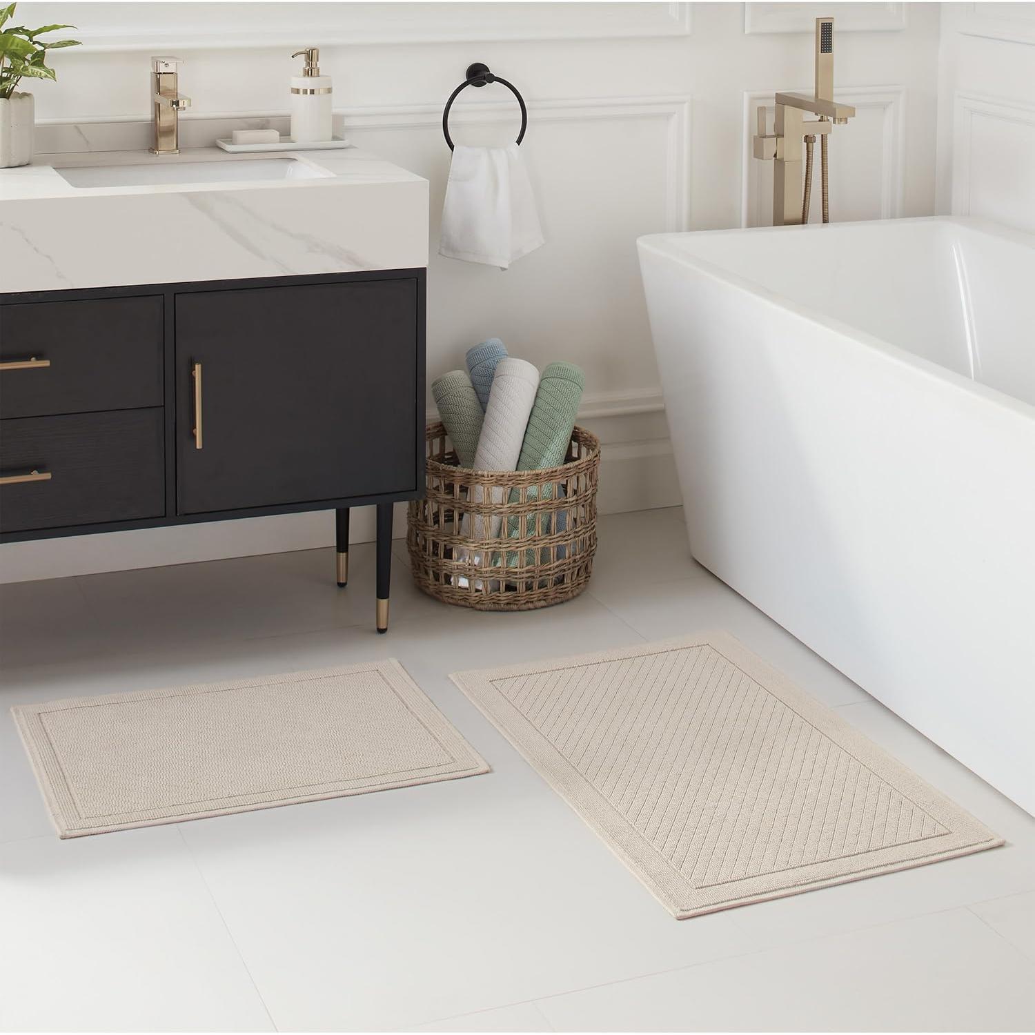 Alfombra de baño Arkwright 100% algodón 50.8x81.3 cm beige
