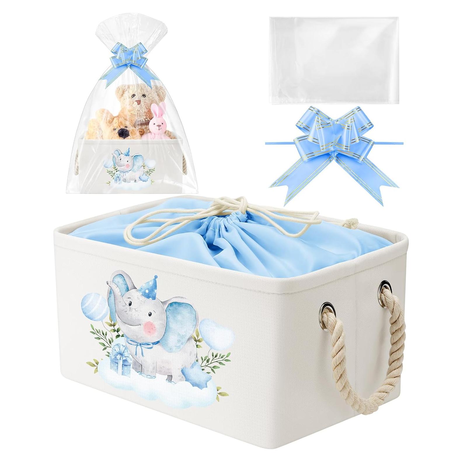 Cesta de Almacenamiento Pickmesh Elefante Azul 33x23x18 cm