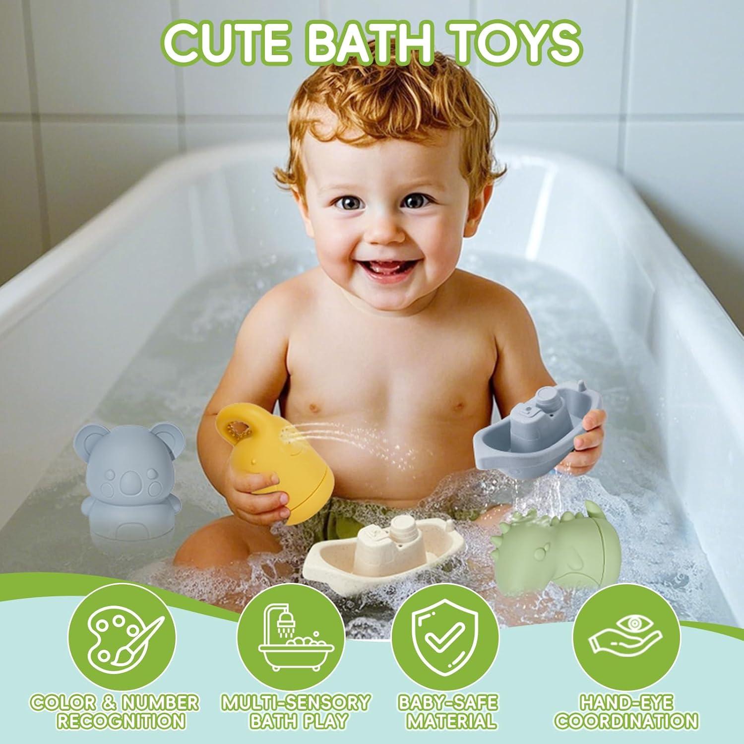 Juguetes de Baño 9PCS AMCHSURI Silicona y Plástico para Bebés