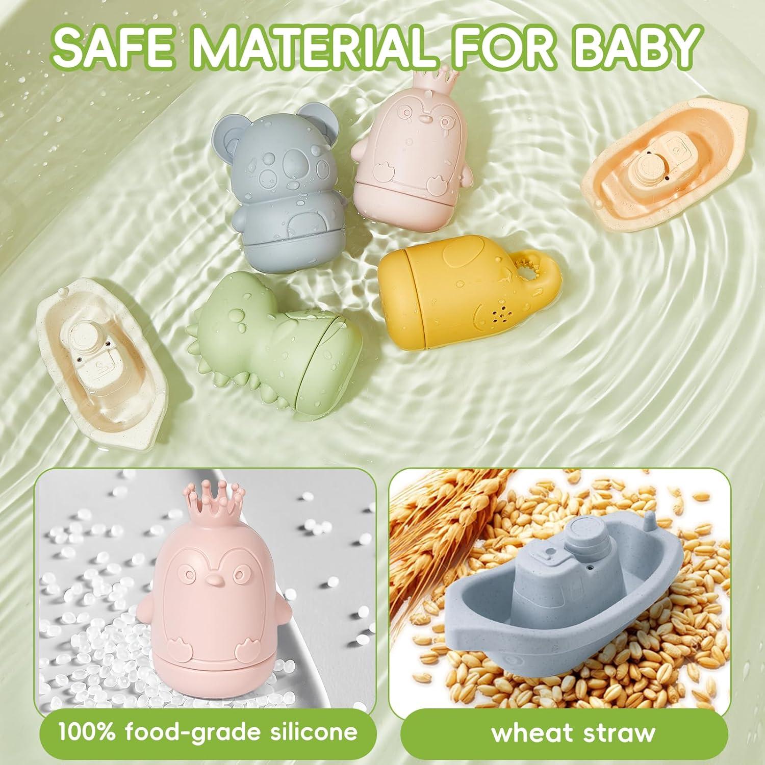 Juguetes de Baño 9PCS AMCHSURI Silicona y Plástico para Bebés