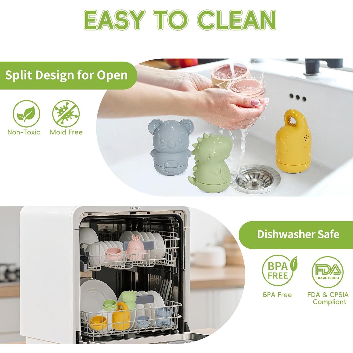 Juguetes de Baño 9PCS AMCHSURI Silicona y Plástico para Bebés