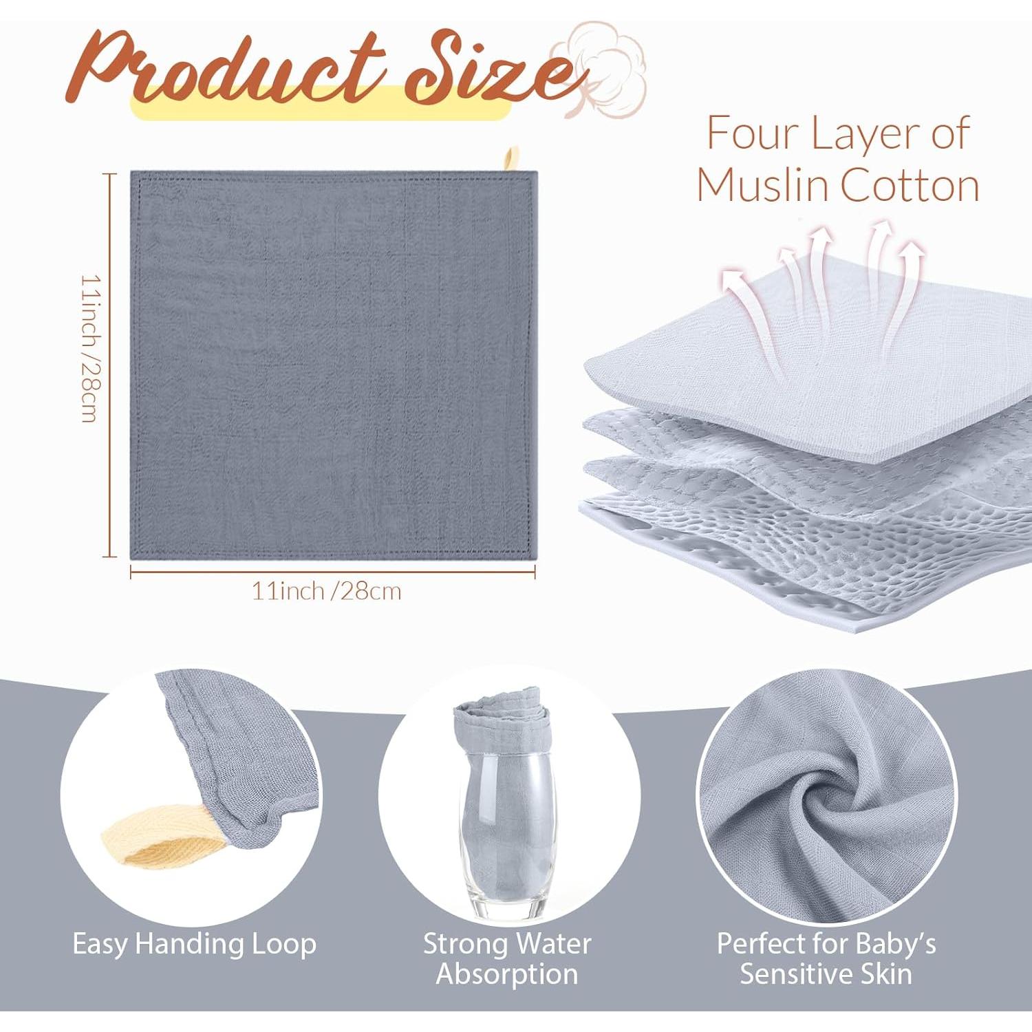 Juego de Toallas de Baño y Paños de Muselina Preboun 6 Pcs