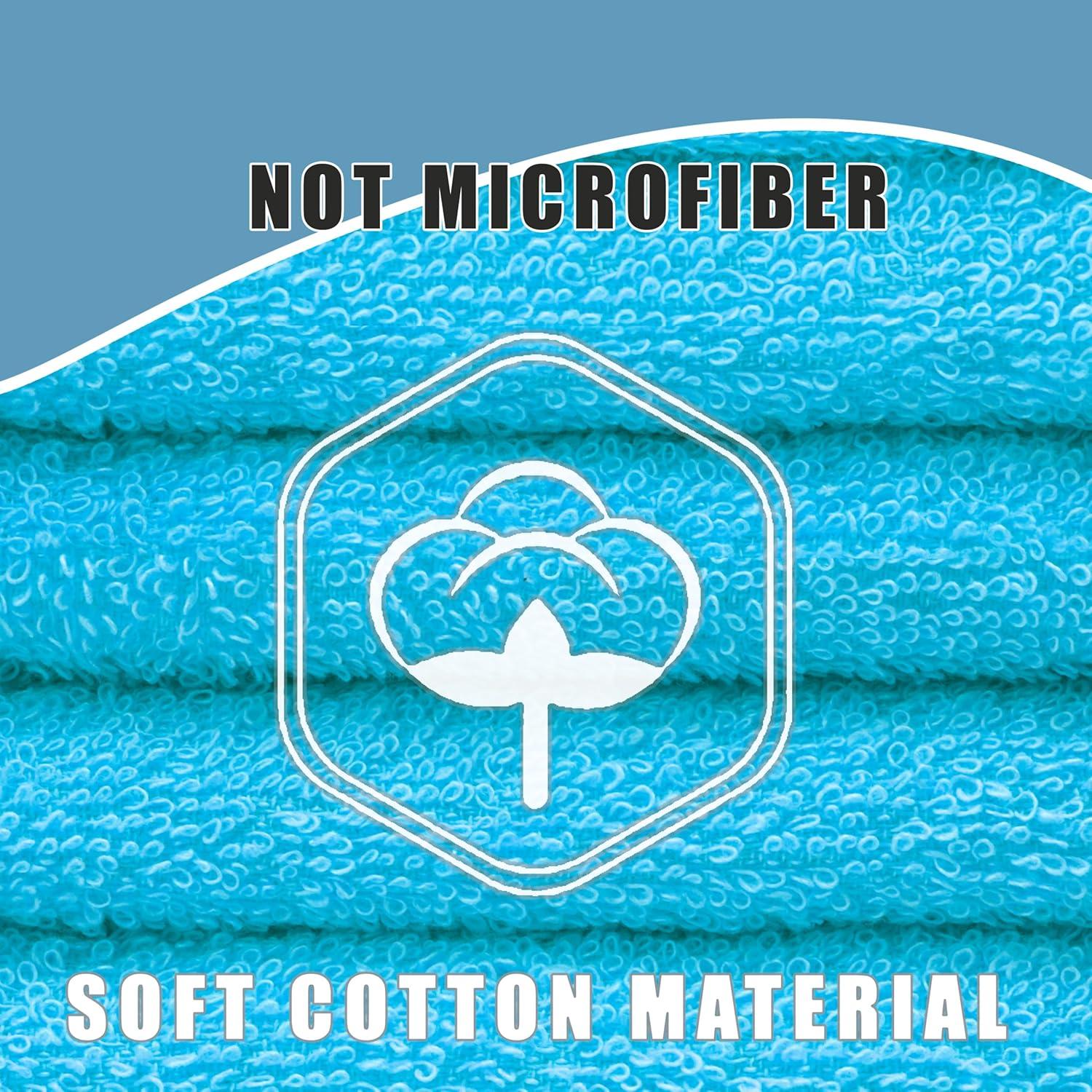 Toallas de Lavado Textila - Paquete de 10, Algodón Suave, 30.48 cm, Azul Aqua