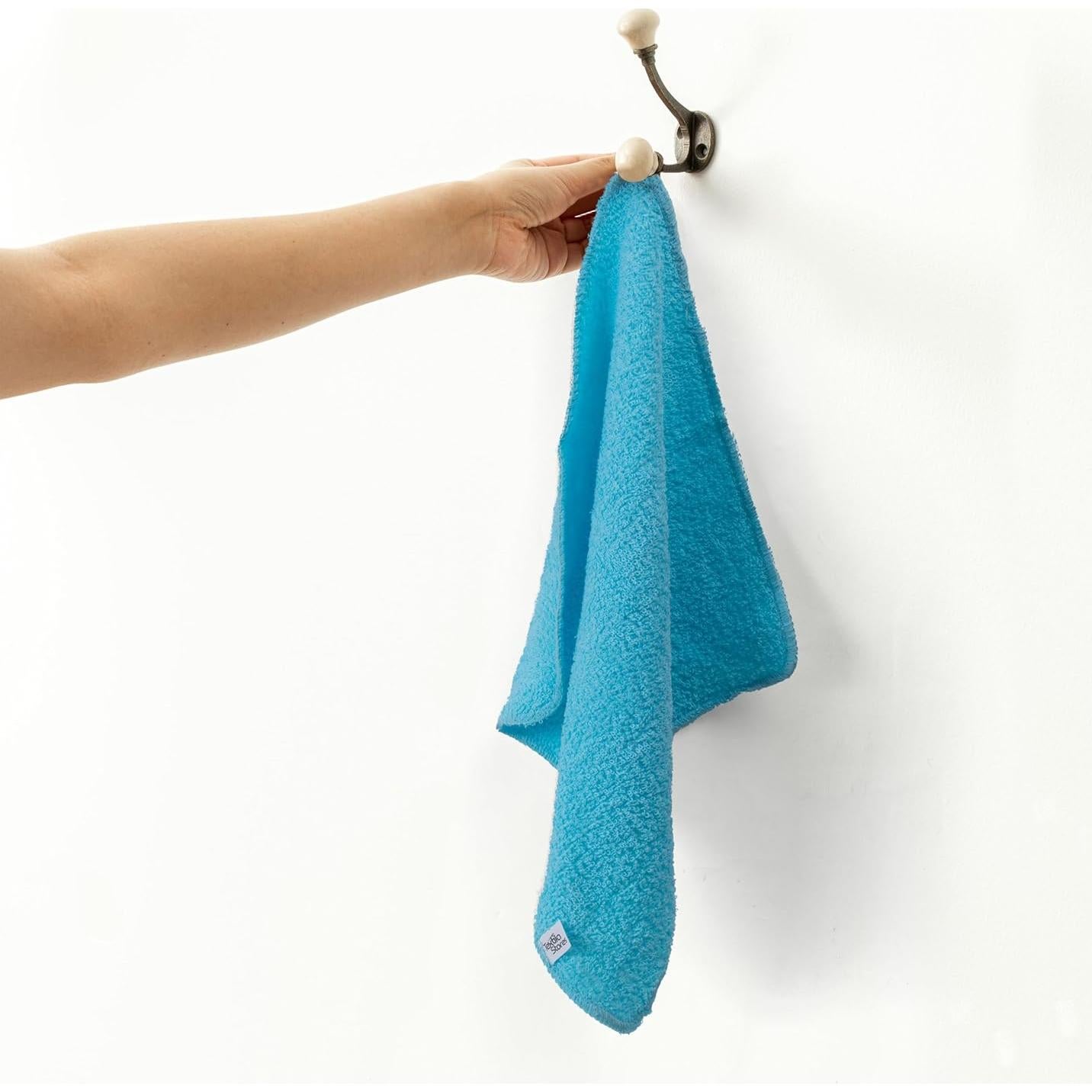 Toallas de Lavado Textila - Paquete de 10, Algodón Suave, 30.48 cm, Azul Aqua