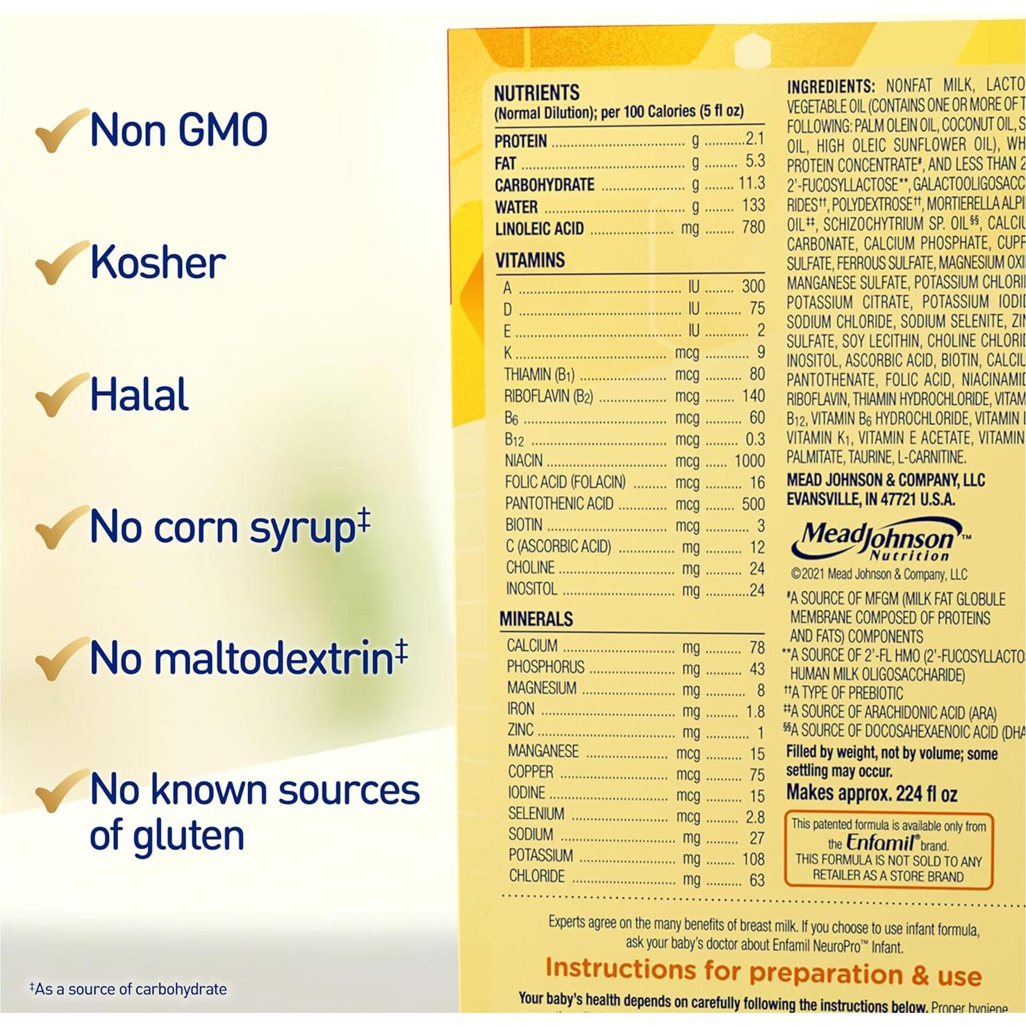 Fórmula Infantil Enfamil NeuroPro 890g, DHA y MFGM