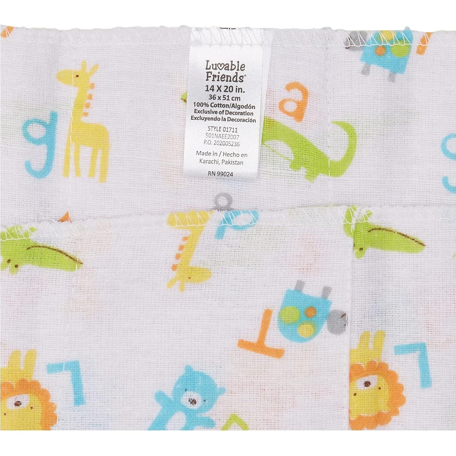 Pañales de Eructo Luvable Friends Algodón Franela 4 Unidades