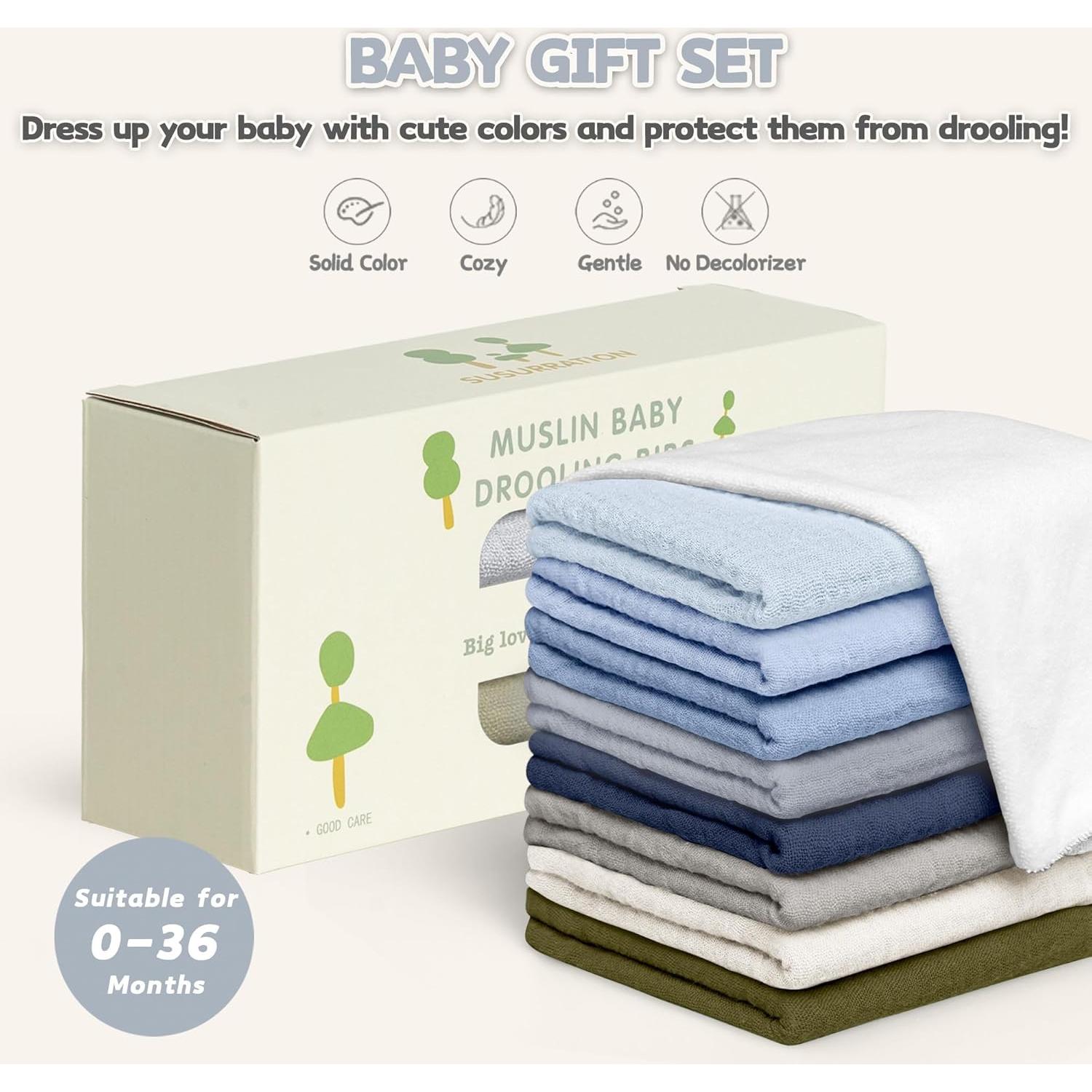 Baberos de Muselina Susurration Paquete de 8 Unisex Ajustables