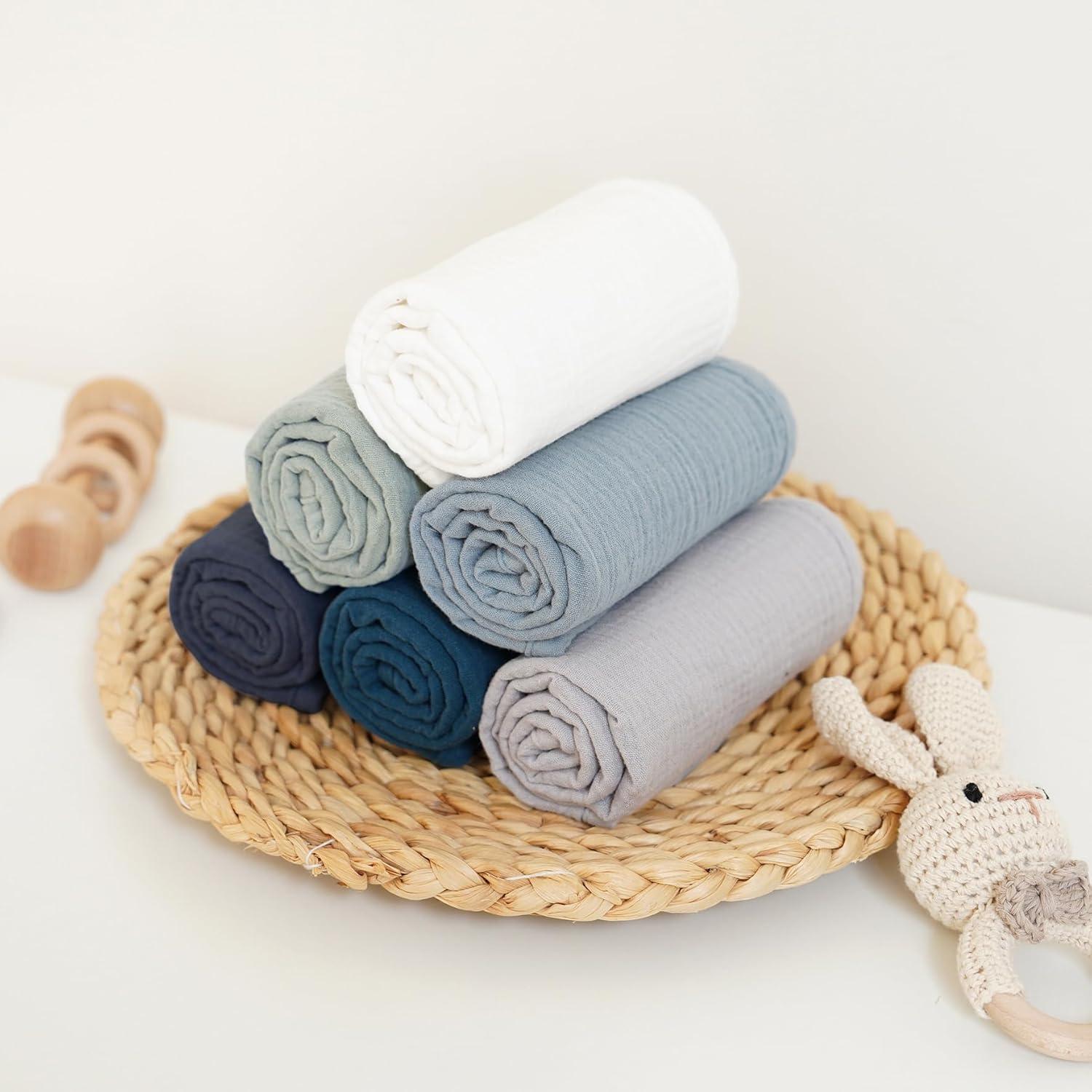 Paños de Eructo para Bebés Konssy - 6 Pack 100% Algodón Grande