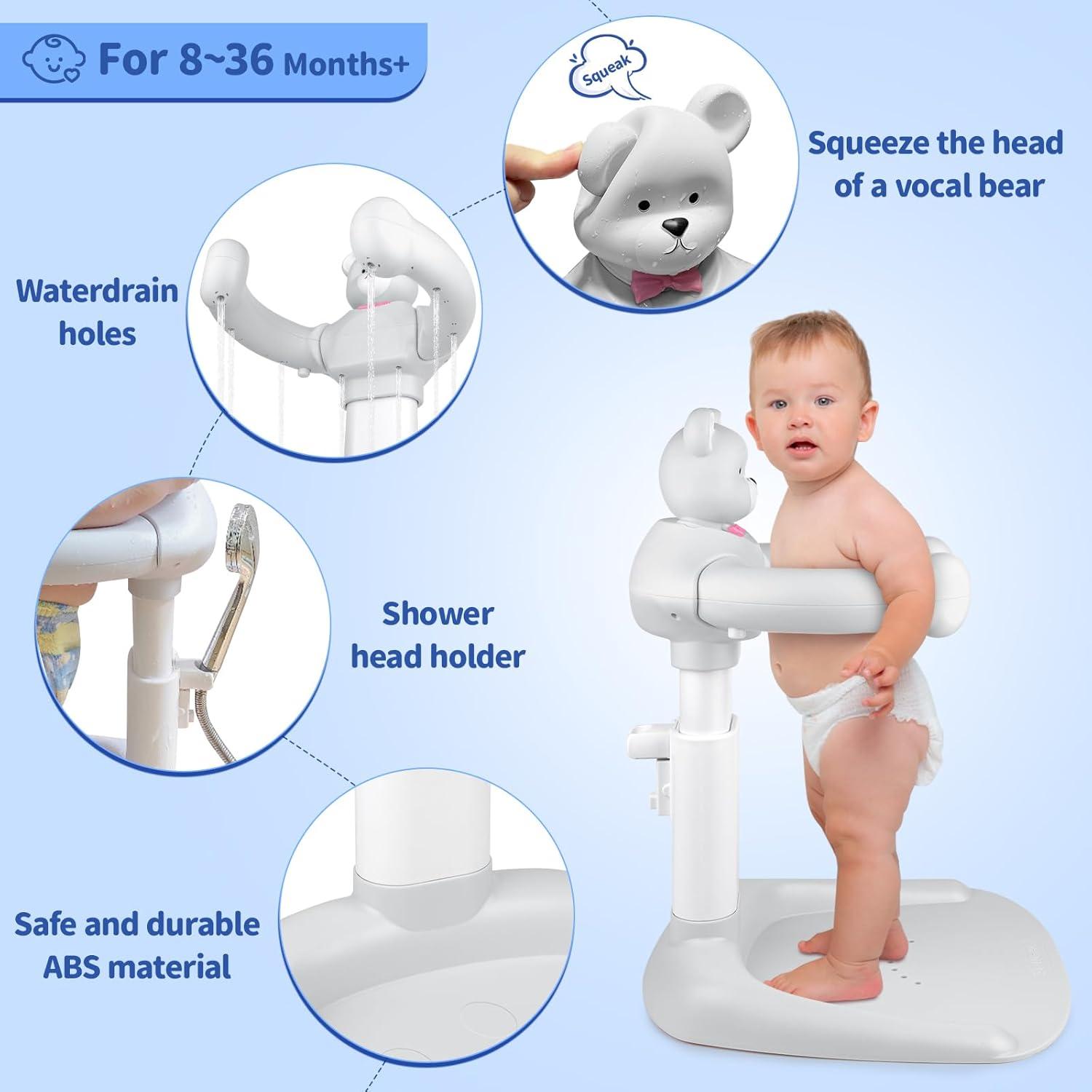 Soporte Ajustable Antideslizante para Baño de Bebé Gris