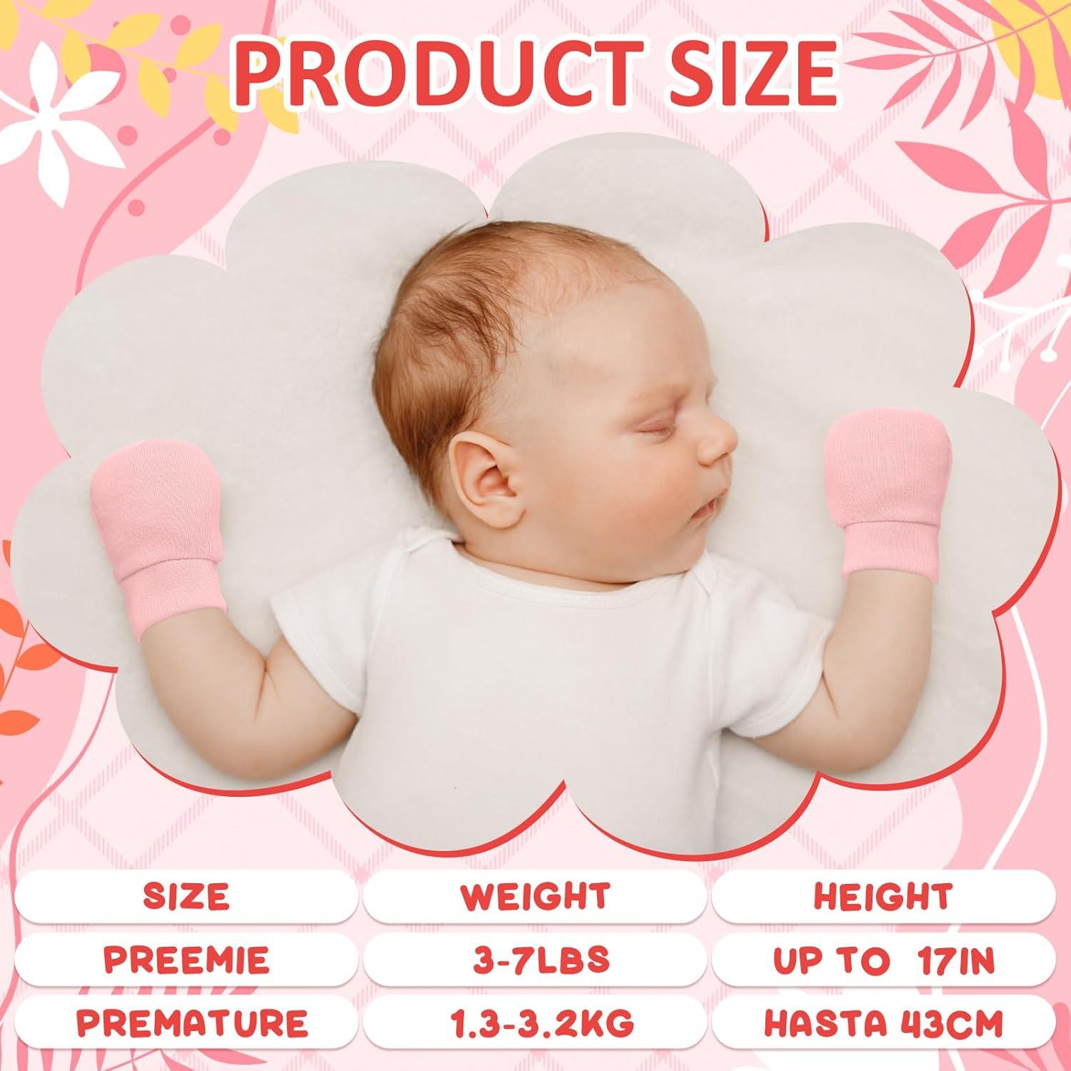 18 Pares de Mitones para Bebés Prematuros Algodón Suave