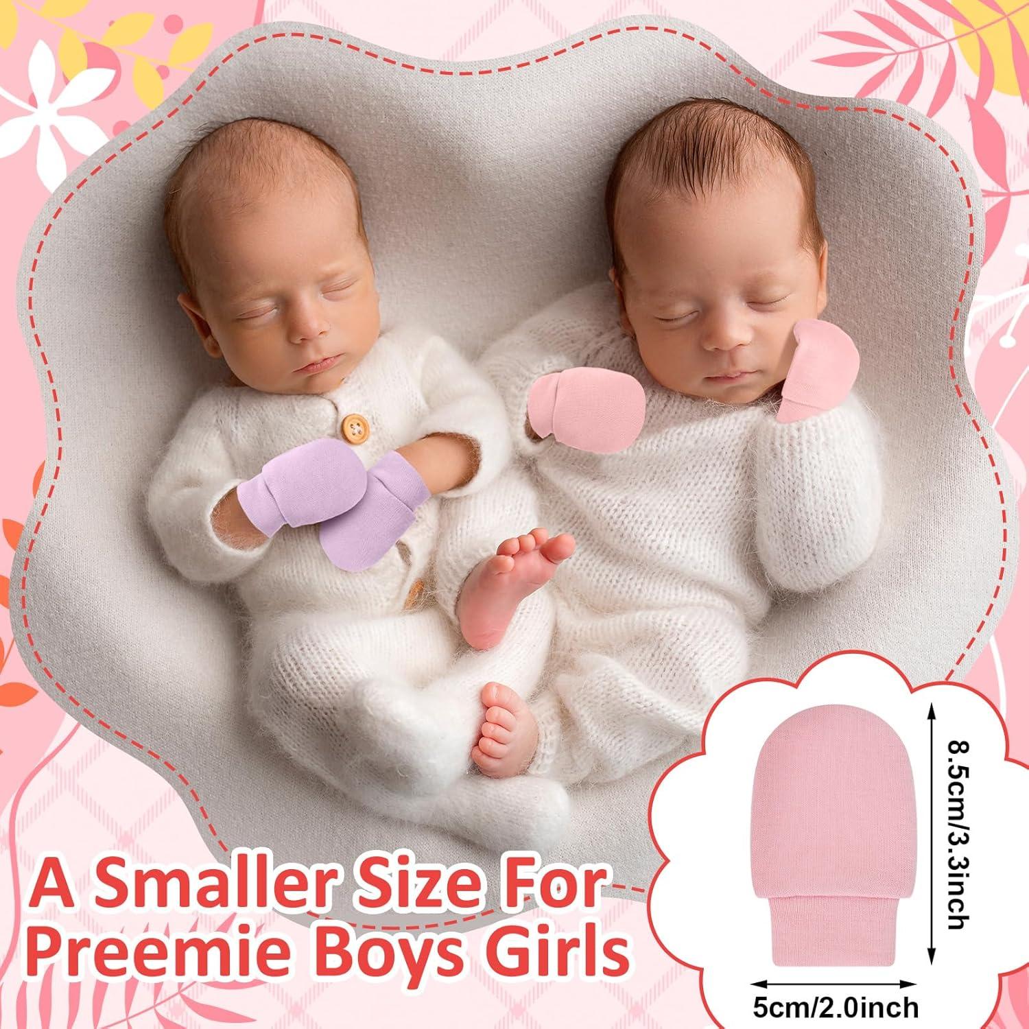 18 Pares de Mitones para Bebés Prematuros Algodón Suave