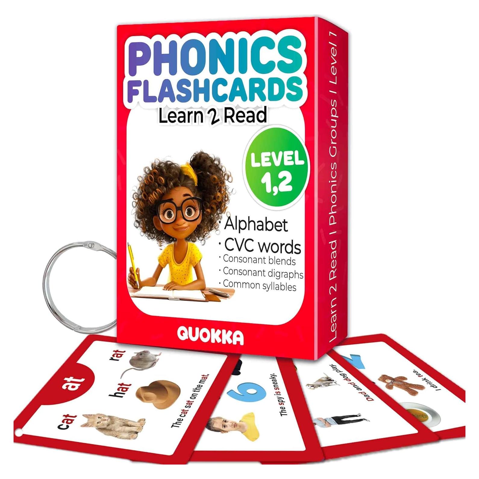 Tarjetas de Flash CVC QUOKKA para Aprender a Leer 3-8 Años