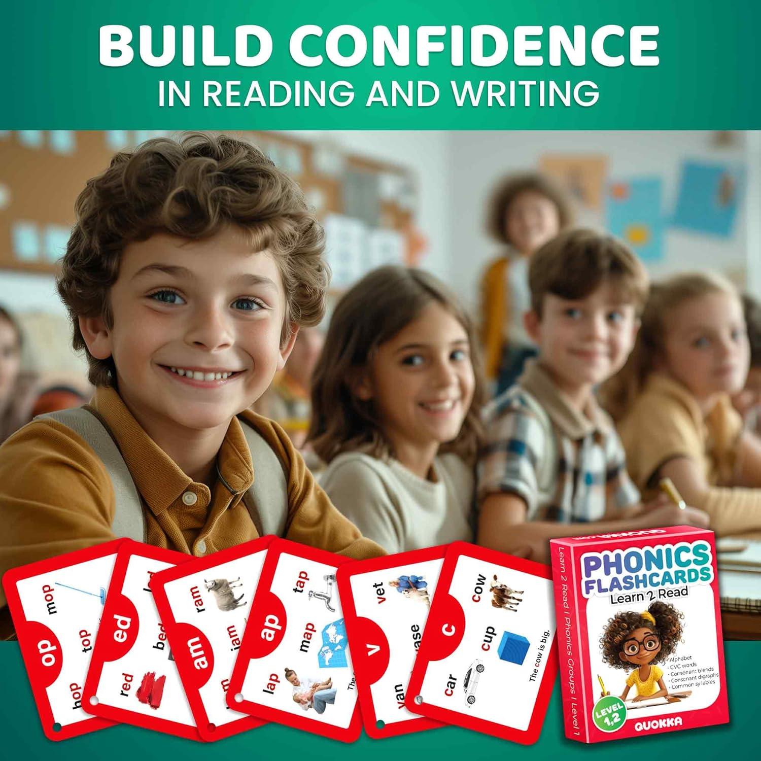 Tarjetas de Flash CVC QUOKKA para Aprender a Leer 3-8 Años