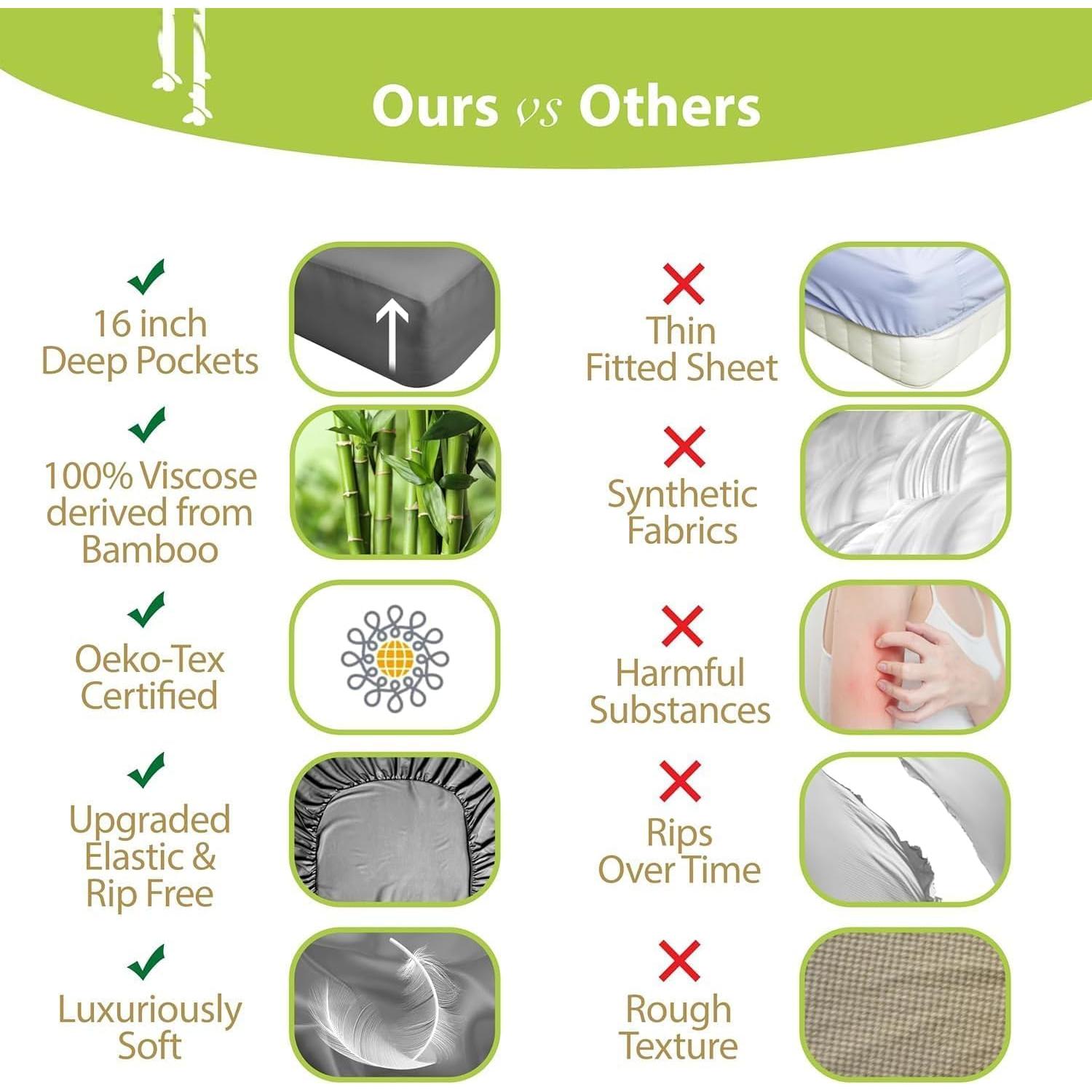 Conjunto de Sábanas BAMPURE Queen 100% Viscosa de Bambú Beige