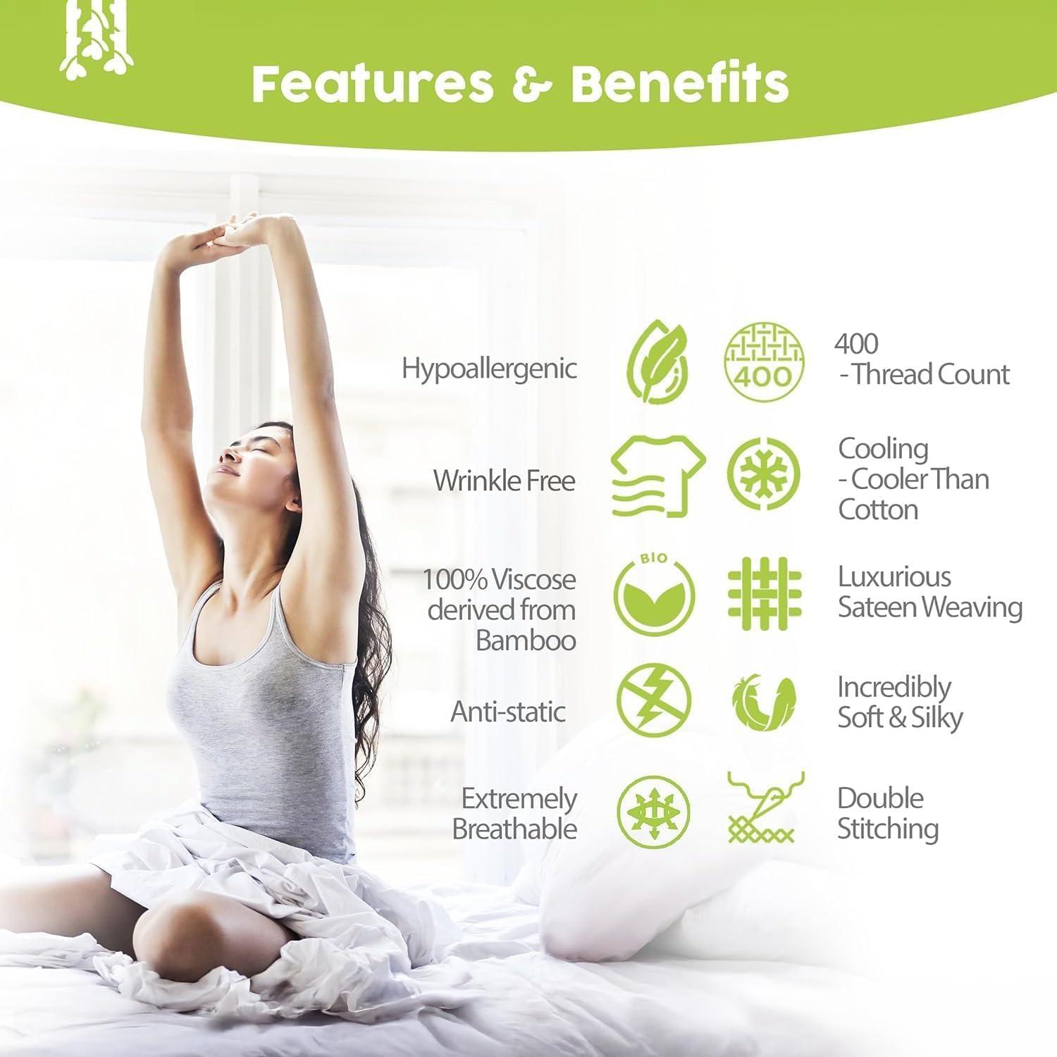 Conjunto de Sábanas BAMPURE Queen 100% Viscosa de Bambú Beige