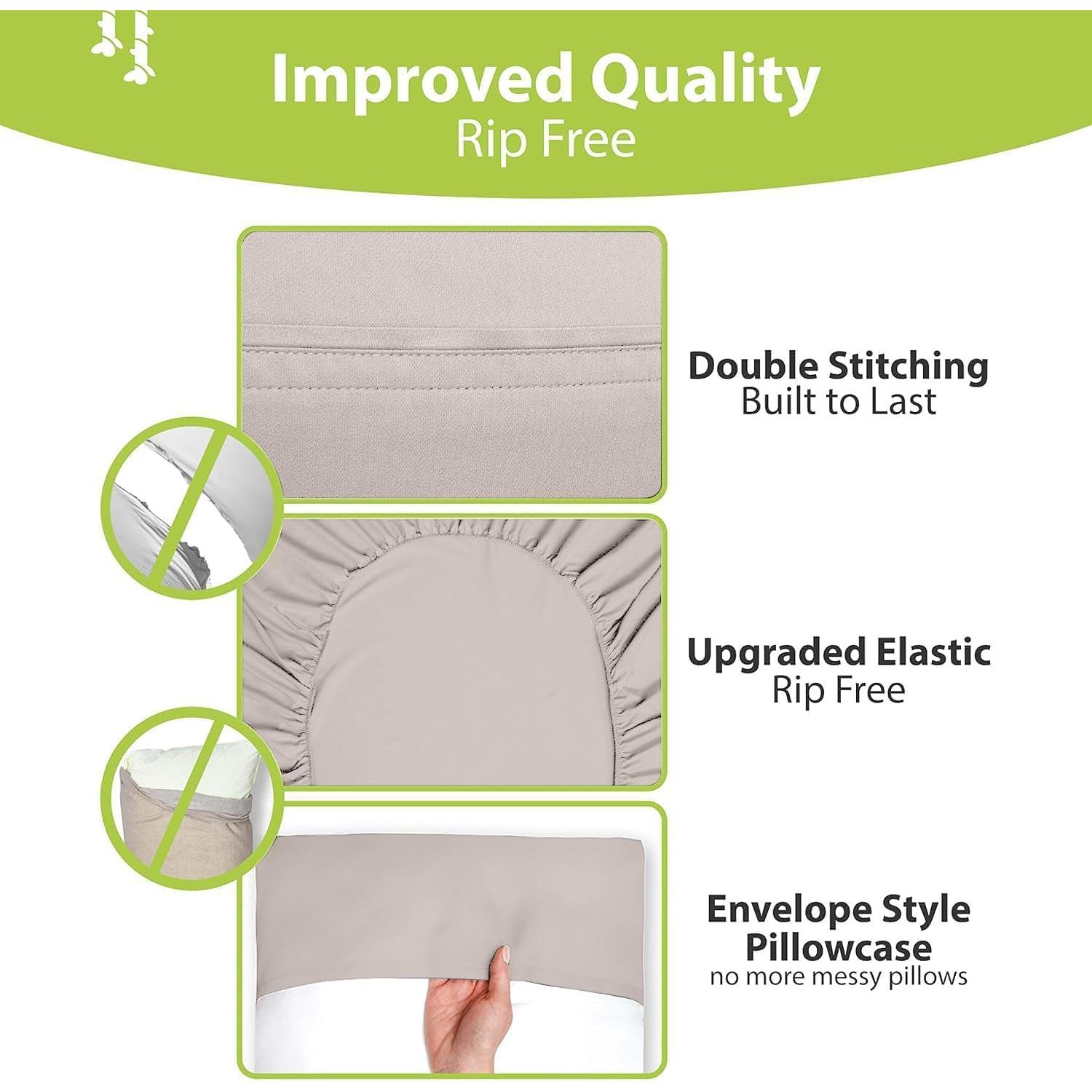 Conjunto de Sábanas BAMPURE Queen 100% Viscosa de Bambú Beige