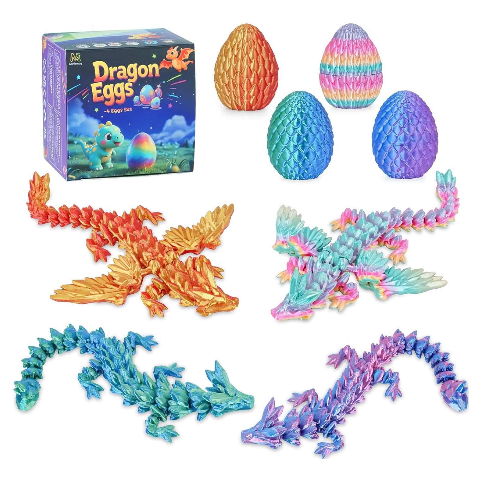 Juego de 4 Huevos de Dragón Articulados Minleway - Multicolor