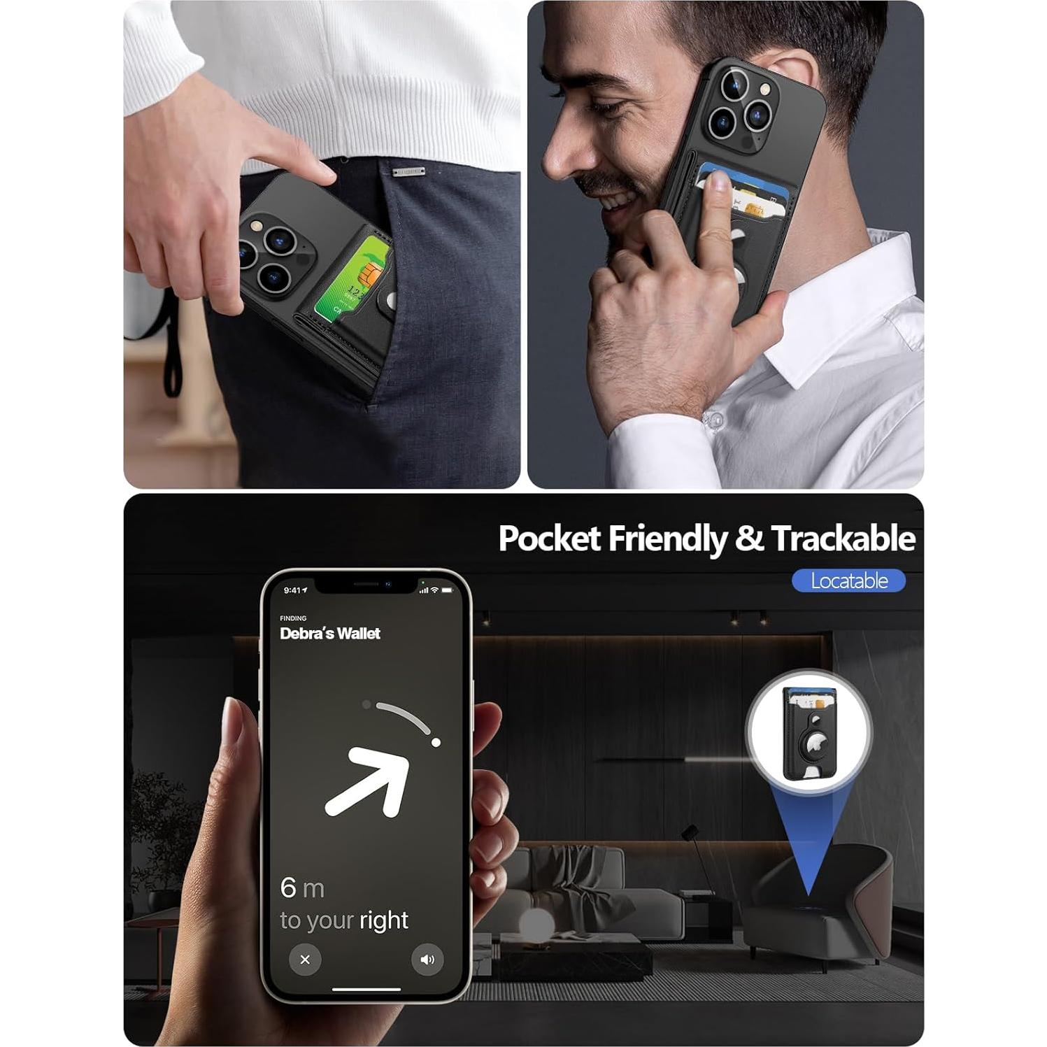 Soporte de Cartera Magnética HiWe para iPhone 12-17, Negro