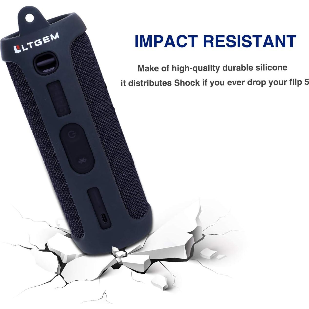 Funda de Silicona LTGEM Impermeable para JBL Flip 5 - Negra