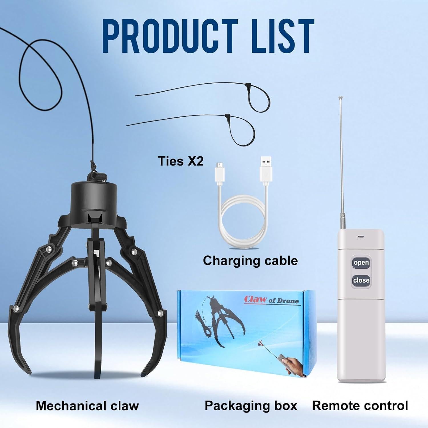 Garra mecánica para drones Amanely TF381 - Control remoto 1 km