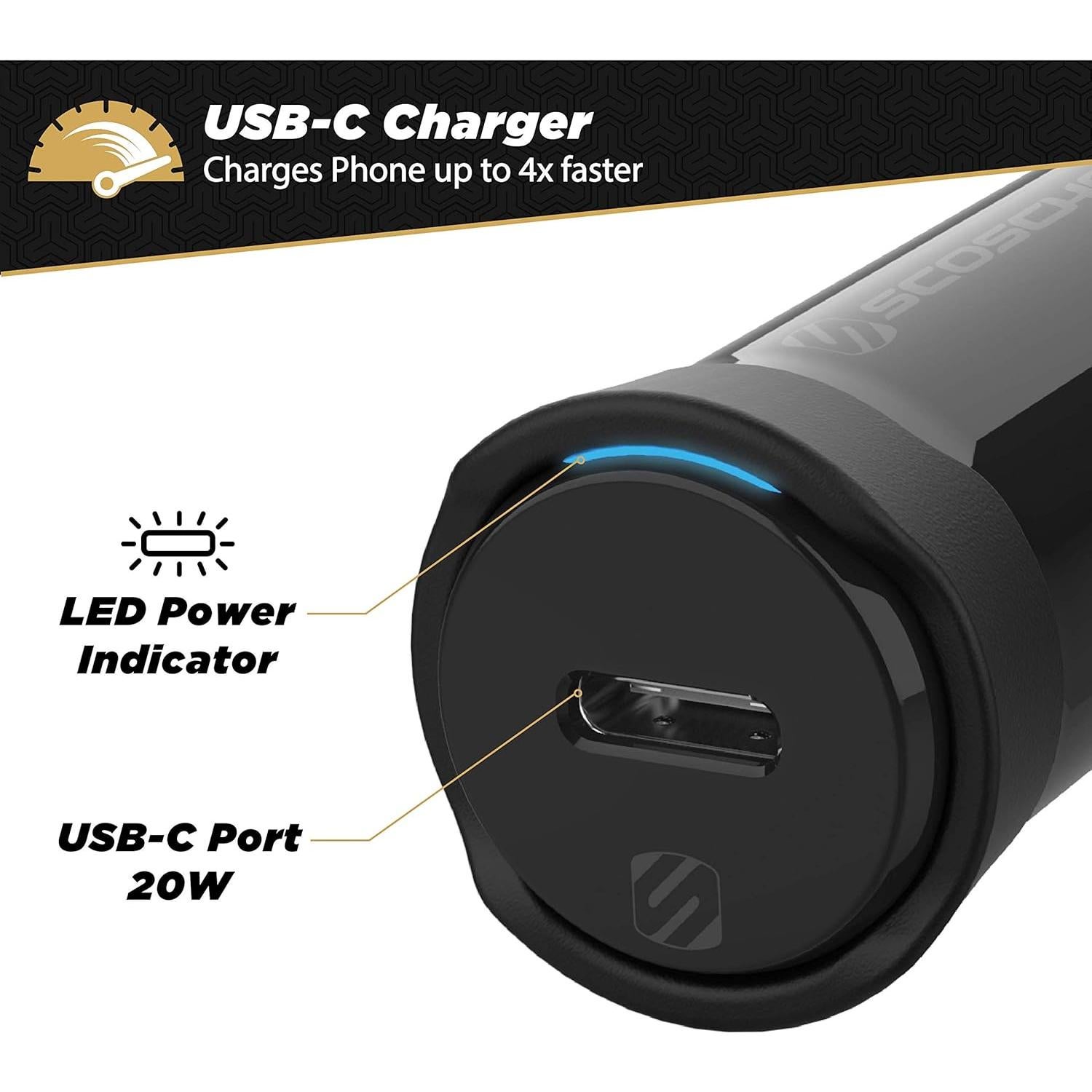 Cargador Rápido de Coche Scosche CPDC20 USB Tipo-C 20W