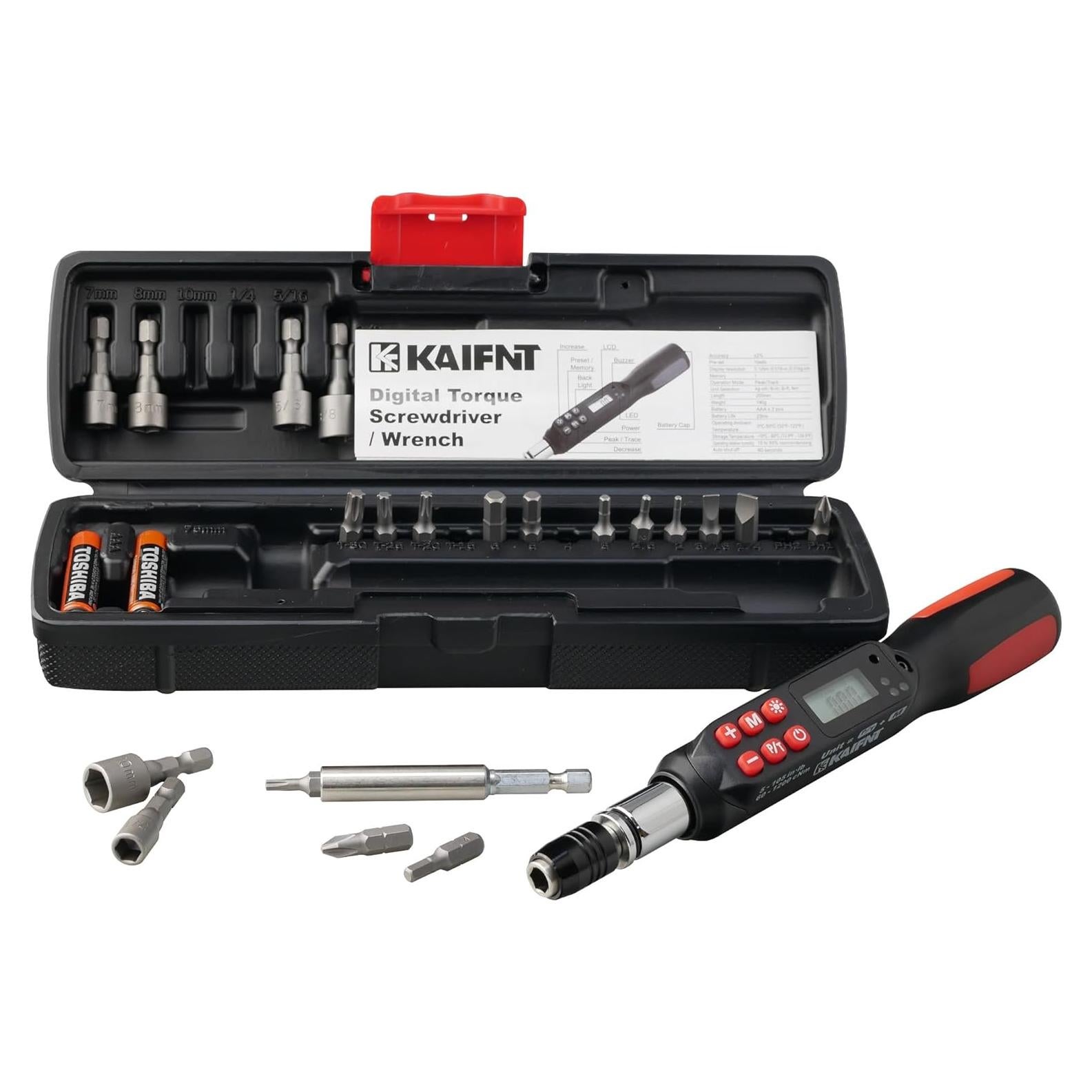 Destornillador de Par Digital KAIFNT K551 5-85 in·lbs 0.56-9.65 Nm