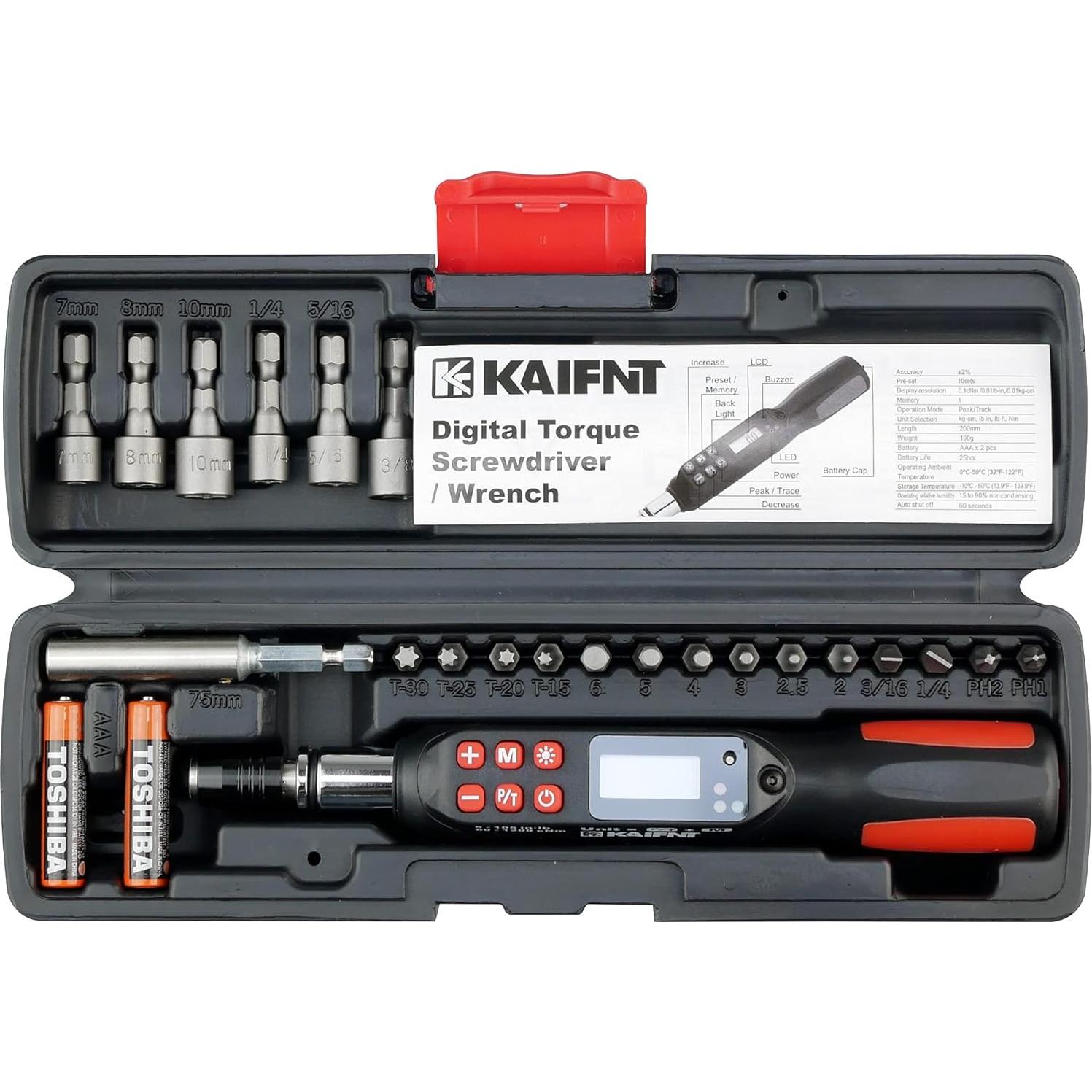 Destornillador de Par Digital KAIFNT K551 5-85 in·lbs 0.56-9.65 Nm