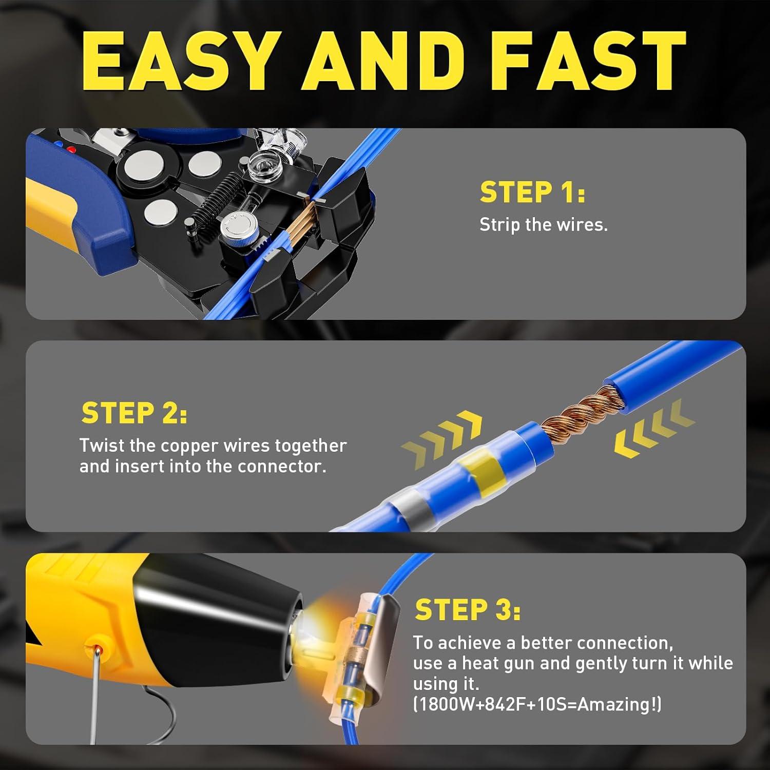 Kit de Conectores de Cable Haisstronica 120PCS con Pistola de Calor