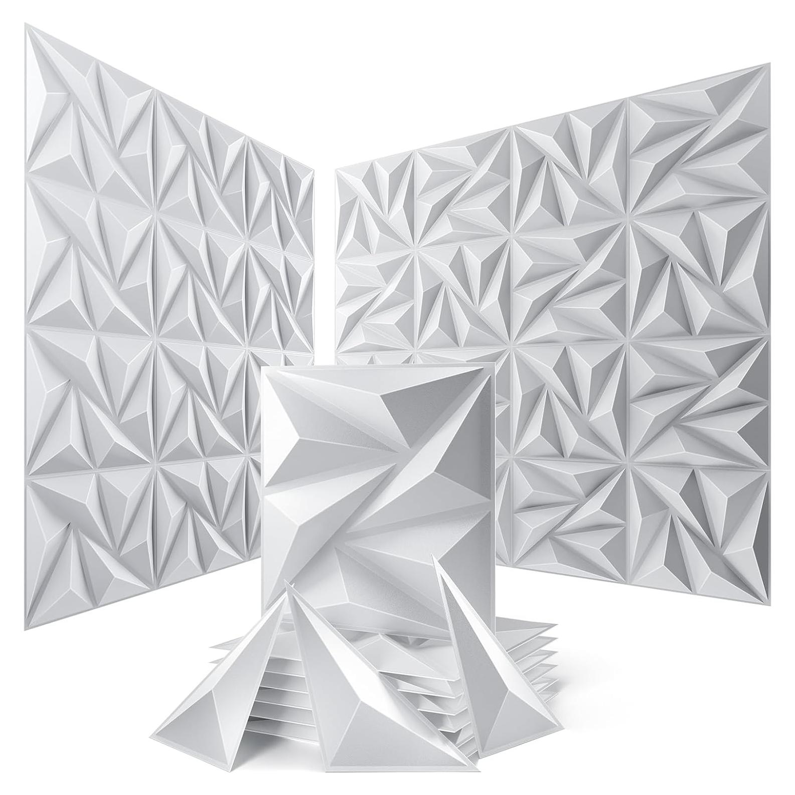 Paneles de Pared 3D Sonicism 12 Pack PVC Blanco 30x30 cm