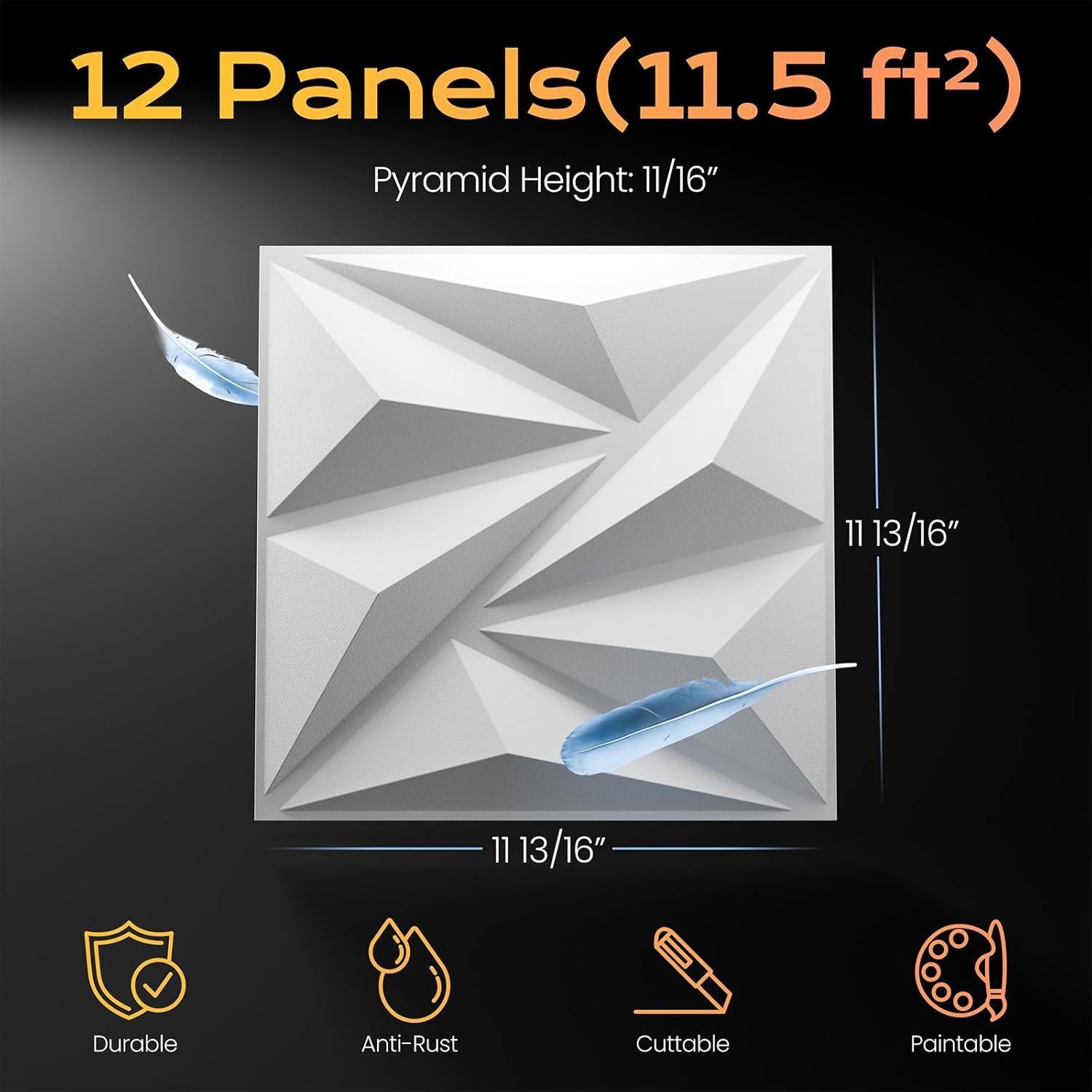 Paneles de Pared 3D Sonicism 12 Pack PVC Blanco 30x30 cm