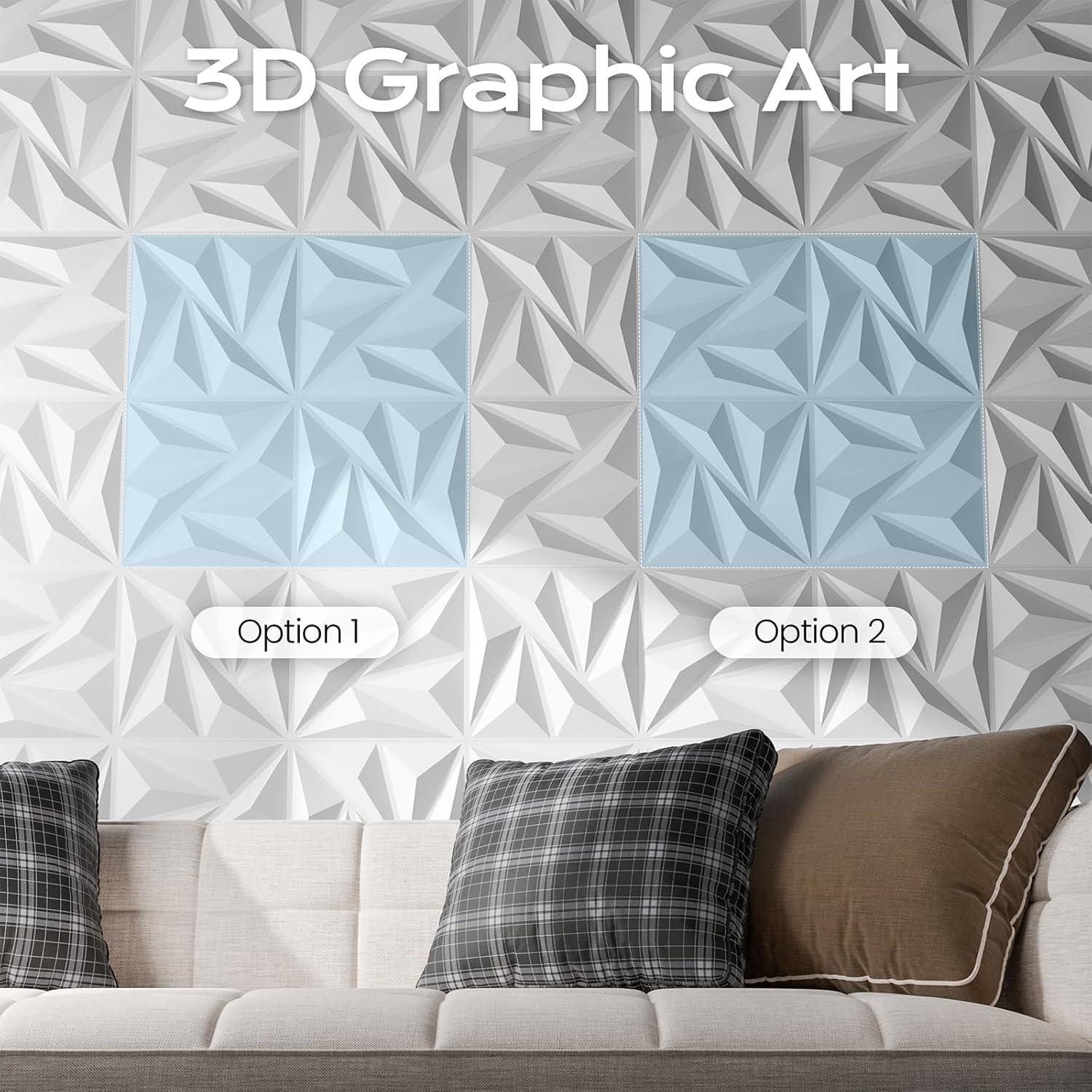 Paneles de Pared 3D Sonicism 12 Pack PVC Blanco 30x30 cm