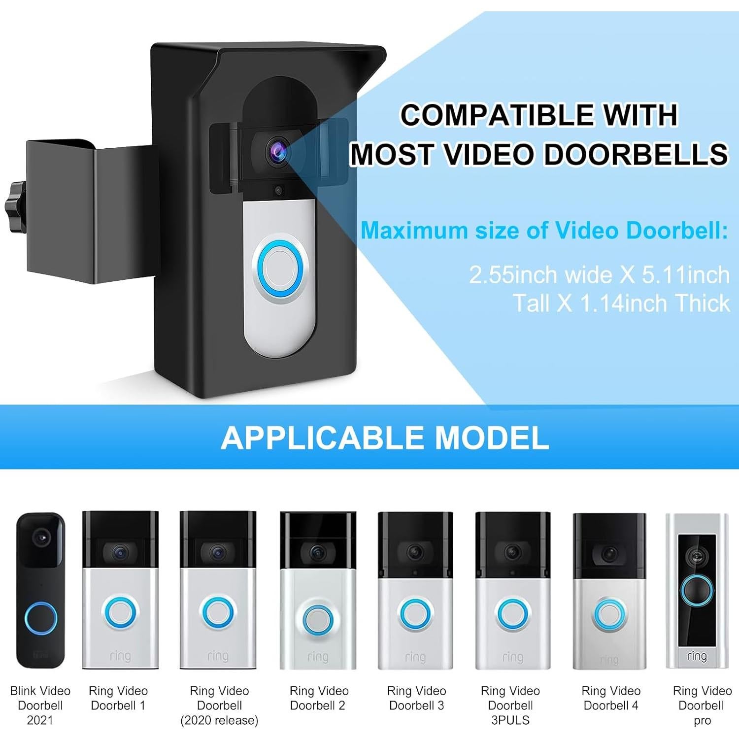 Soporte de Timbre de Video Antirrobo HIMTOP Negro Ajustable