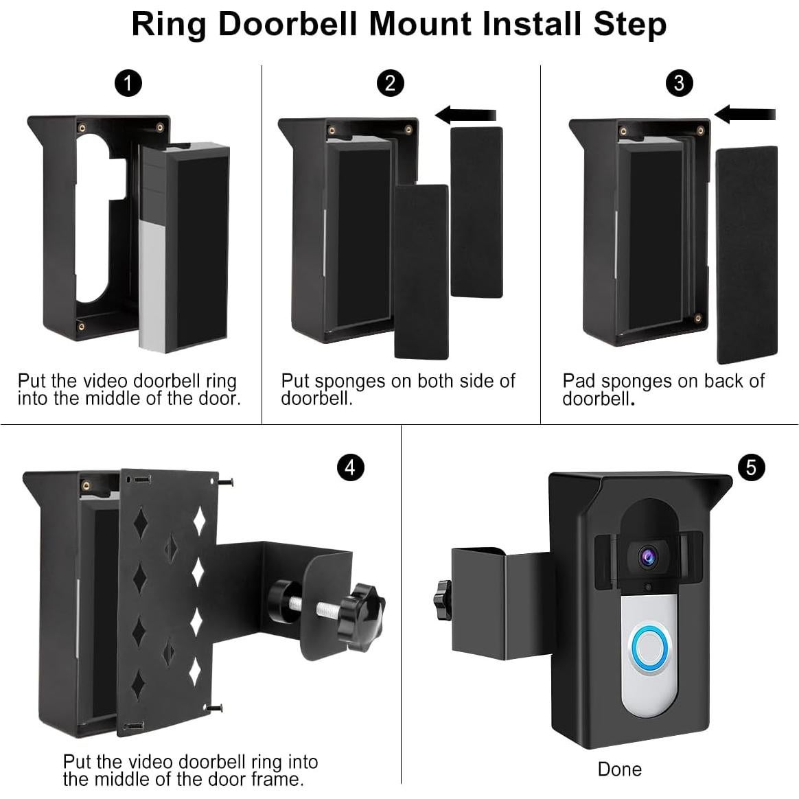 Soporte de Timbre de Video Antirrobo HIMTOP Negro Ajustable