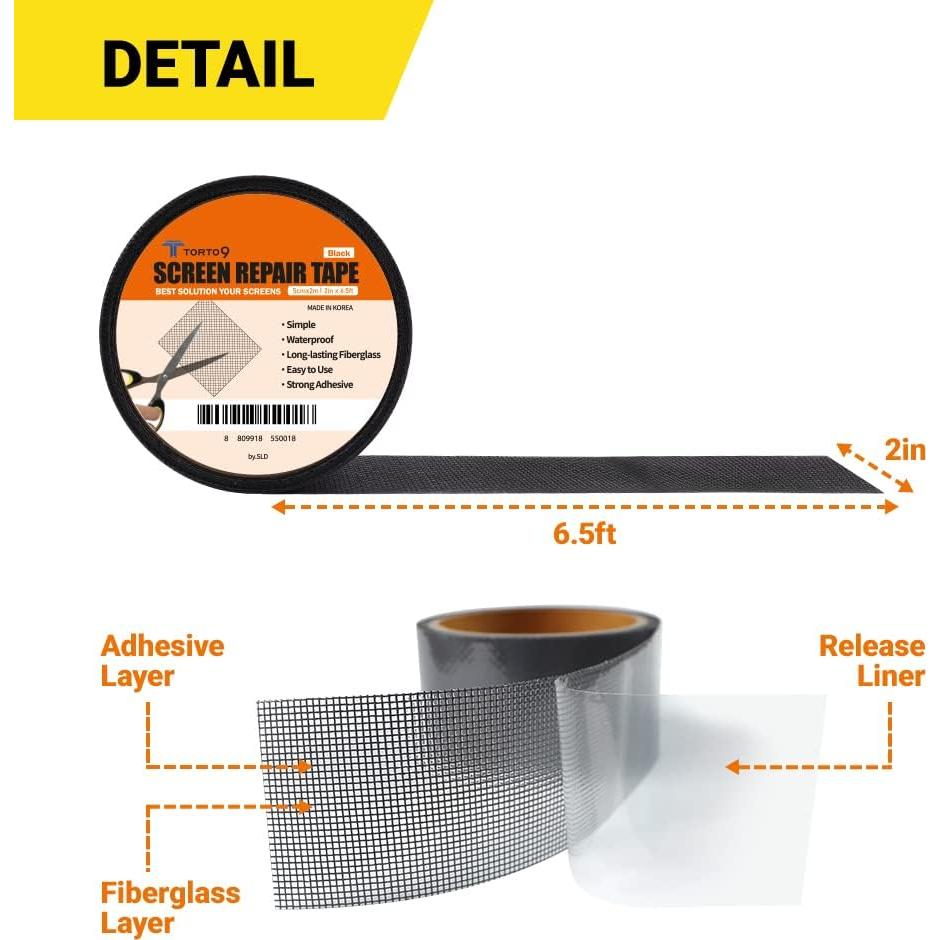 Cinta de Reparación de Pantallas TORTO9 5.08 cm x 1.98 m Negra