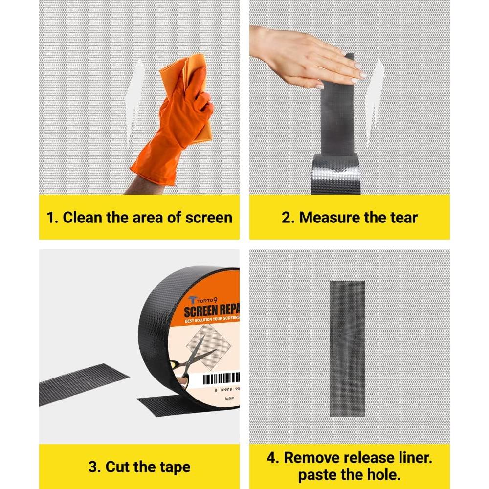 Cinta de Reparación de Pantallas TORTO9 5.08 cm x 1.98 m Negra