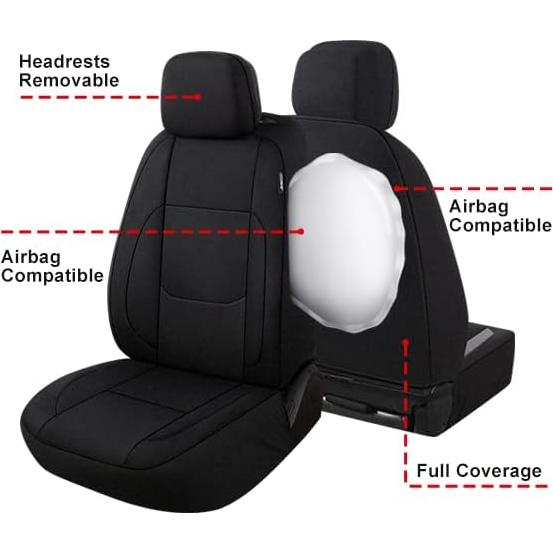 Funda de Asiento de Coche Impermeable Pariitadin Negro 2 Asientos