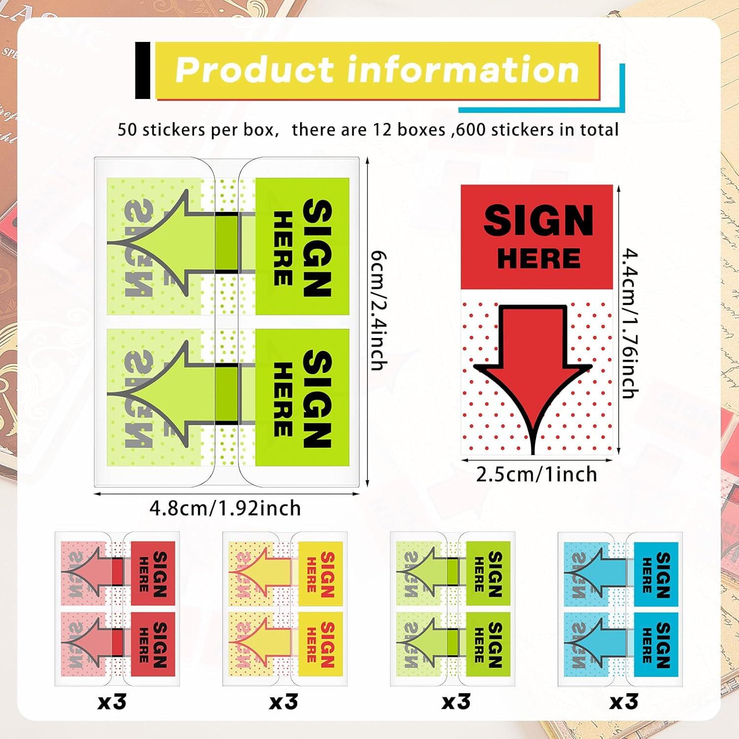 Jutom 12 Pcs Etiquetas Adhesivas Multicolor para Notas