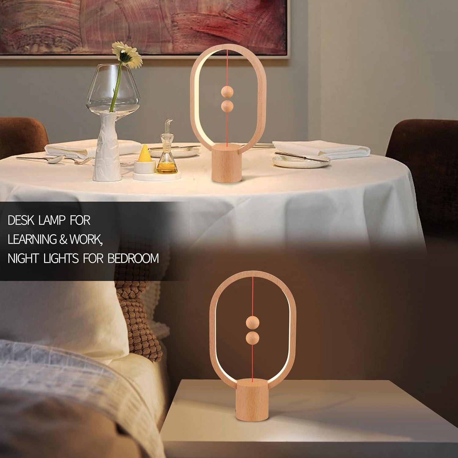 Lámpara de Mesa LED Magnética YONGJUNLI Madera 24.64cm