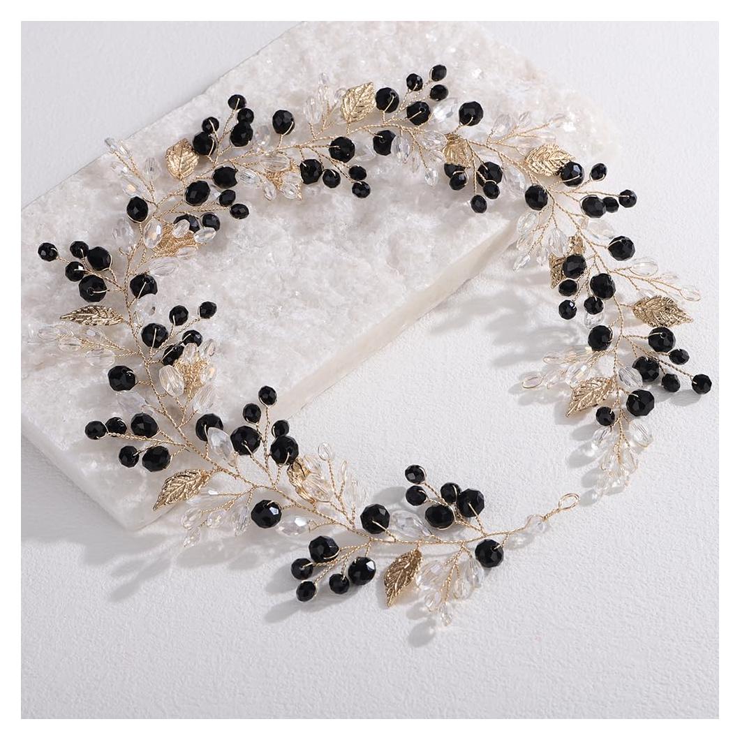 Vínculo de cabello Lenjicons con cuentas de strass negro