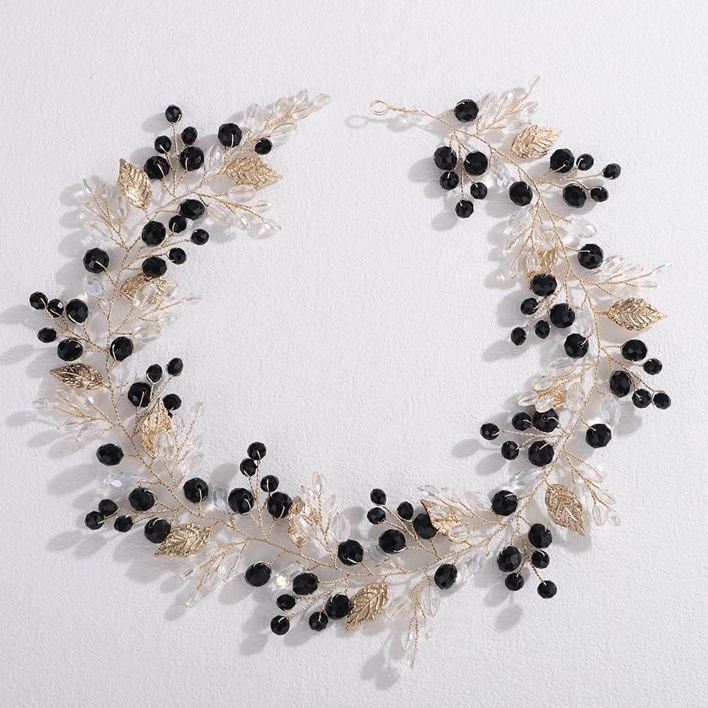 Vínculo de cabello Lenjicons con cuentas de strass negro