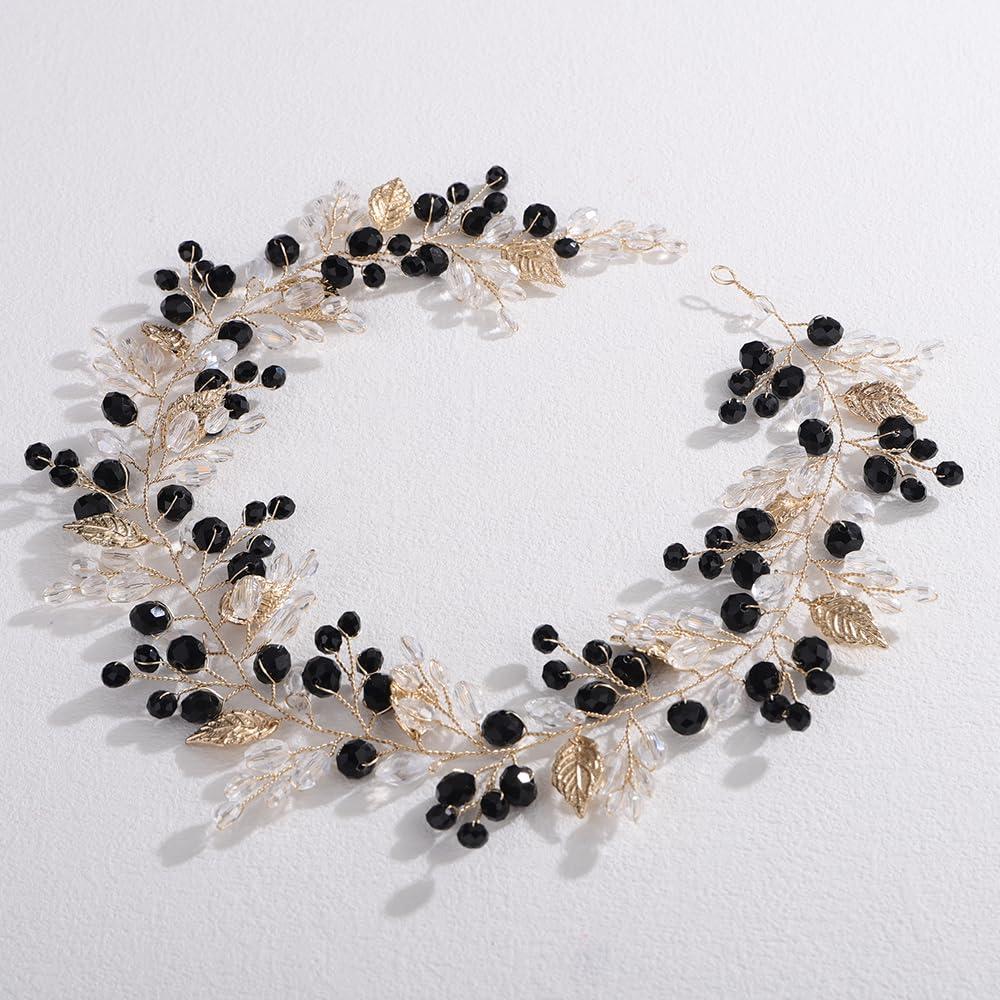 Vínculo de cabello Lenjicons con cuentas de strass negro