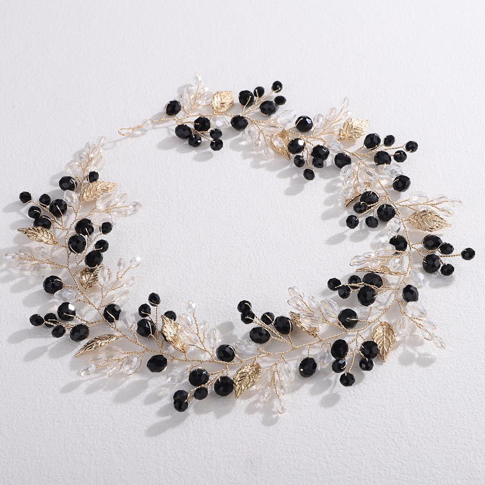 Vínculo de cabello Lenjicons con cuentas de strass negro