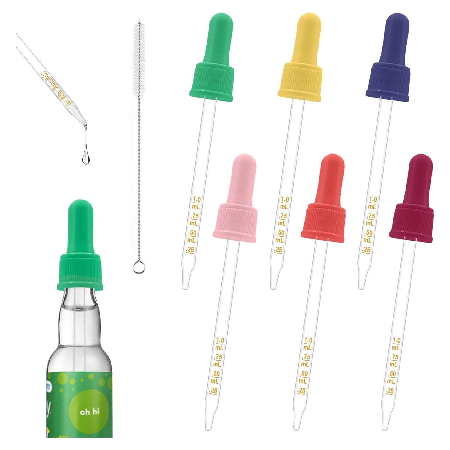 Pipetas de vidrio JAYOBGO 1ML con gotero graduado 6PCS