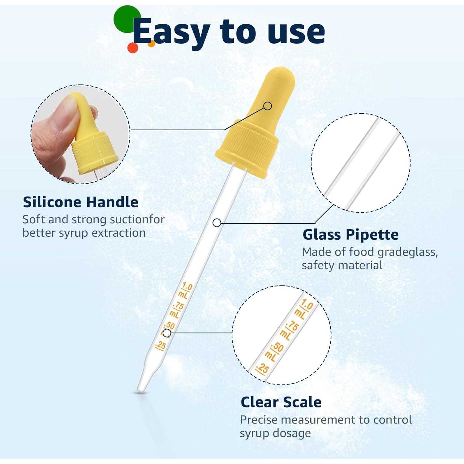 Pipetas de vidrio JAYOBGO 1ML con gotero graduado 6PCS