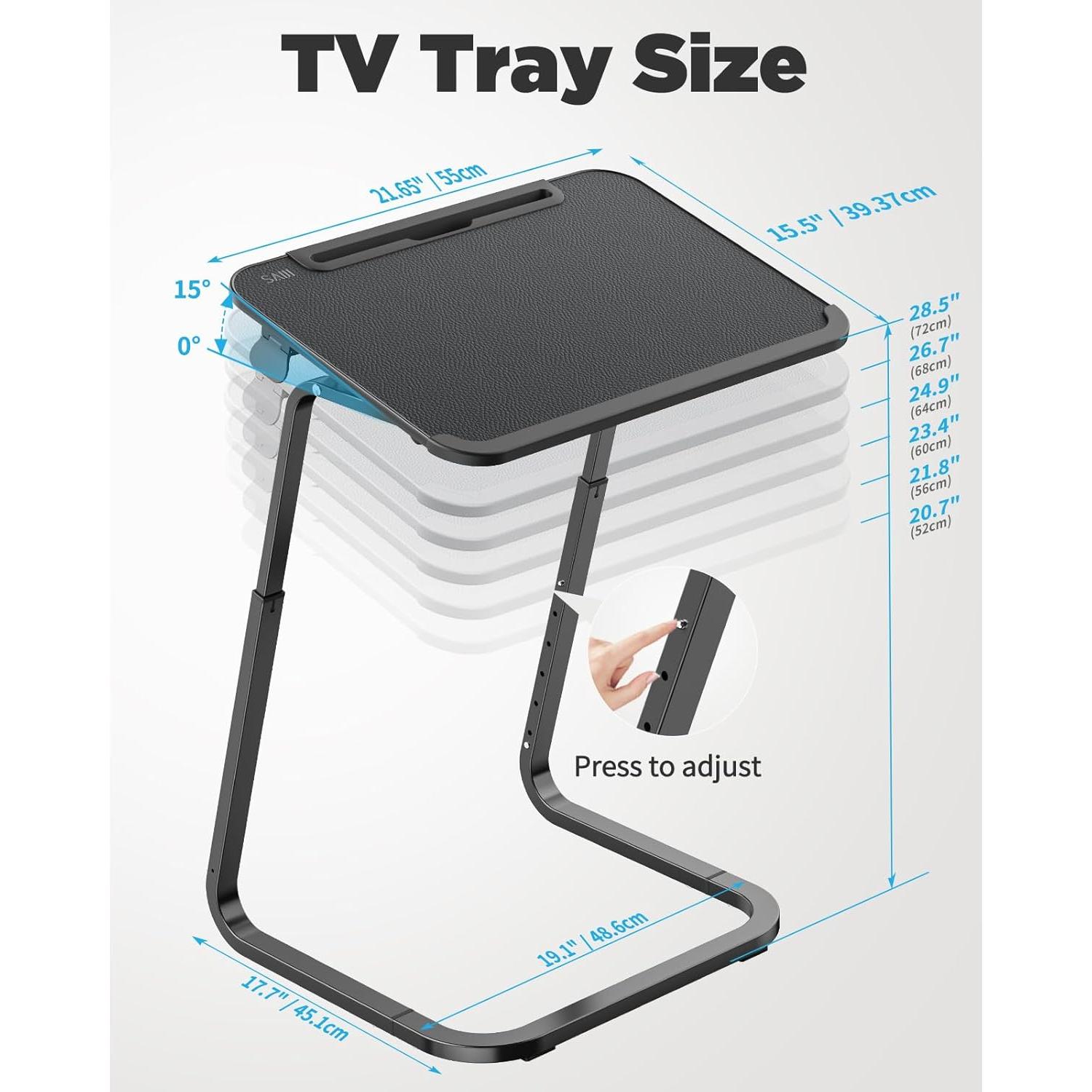 Mesa de bandeja para TV SAIJI F2-B - Ajustable 6 alturas, 54.4 kg