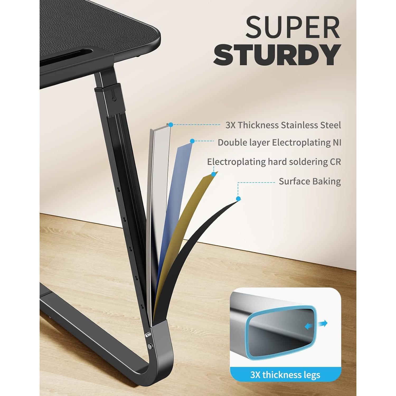 Mesa de bandeja para TV SAIJI F2-B - Ajustable 6 alturas, 54.4 kg