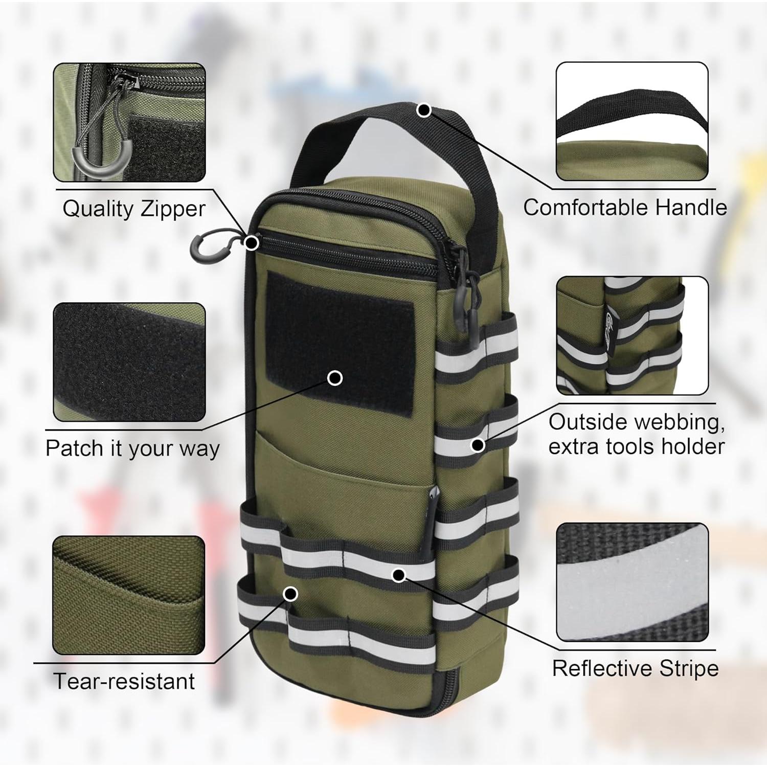 Bolsa de Herramientas Táctica JLDTOP Verde Militar 32.5x14.2cm