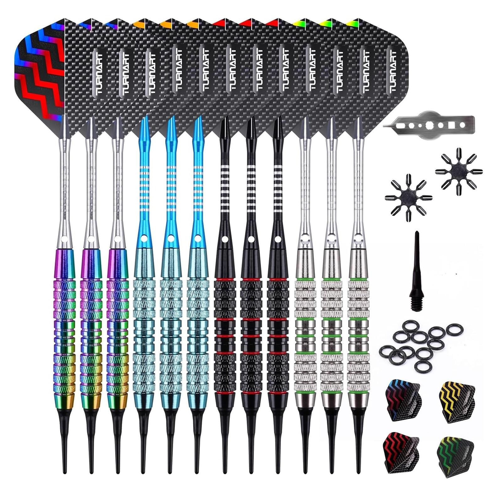 Juego de Dardos Turnart TN07 Punta Plástica 18g 12 Pcs con Accesorios