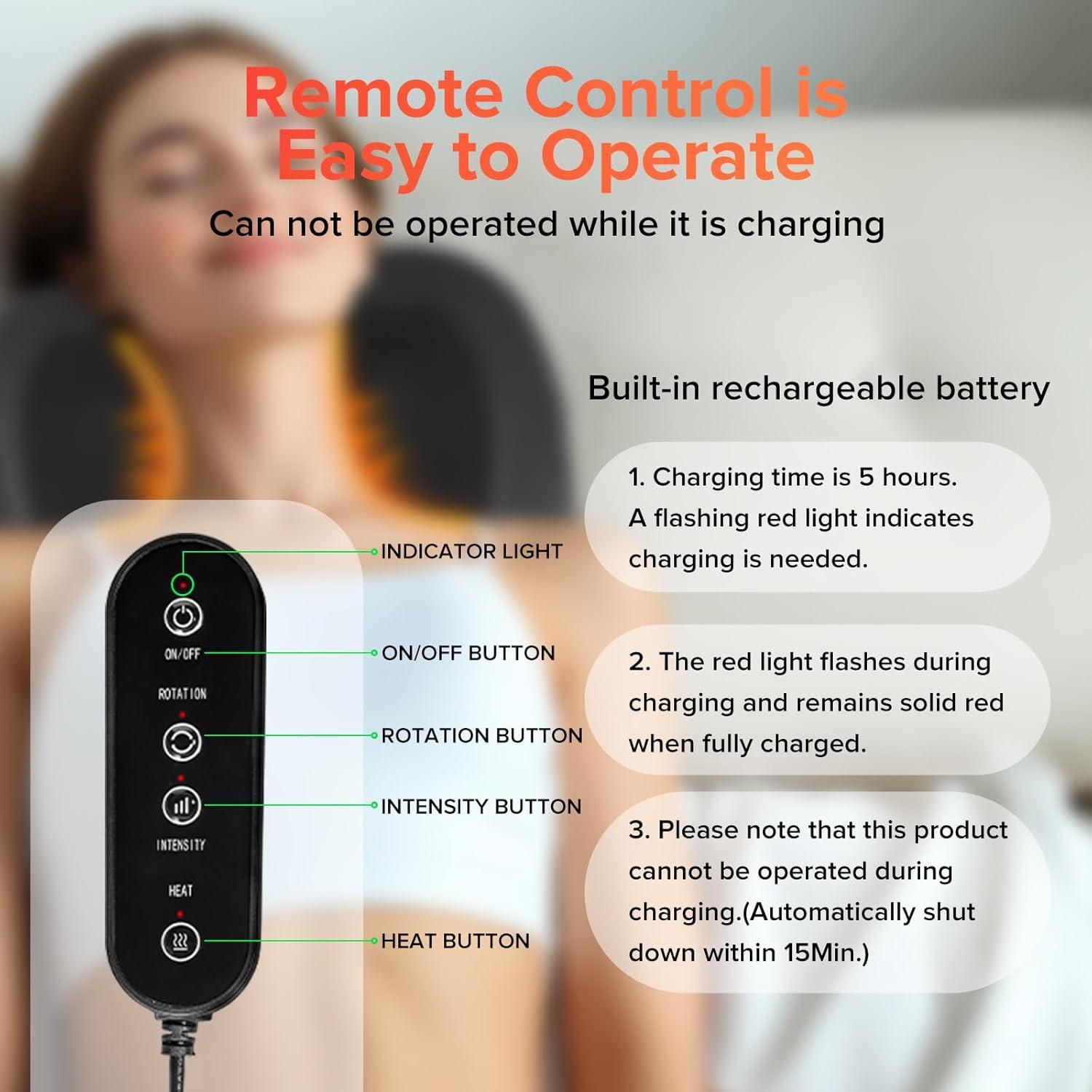 Masajeador de Cuello y Espalda AERLANG Inalámbrico con Calor 3D