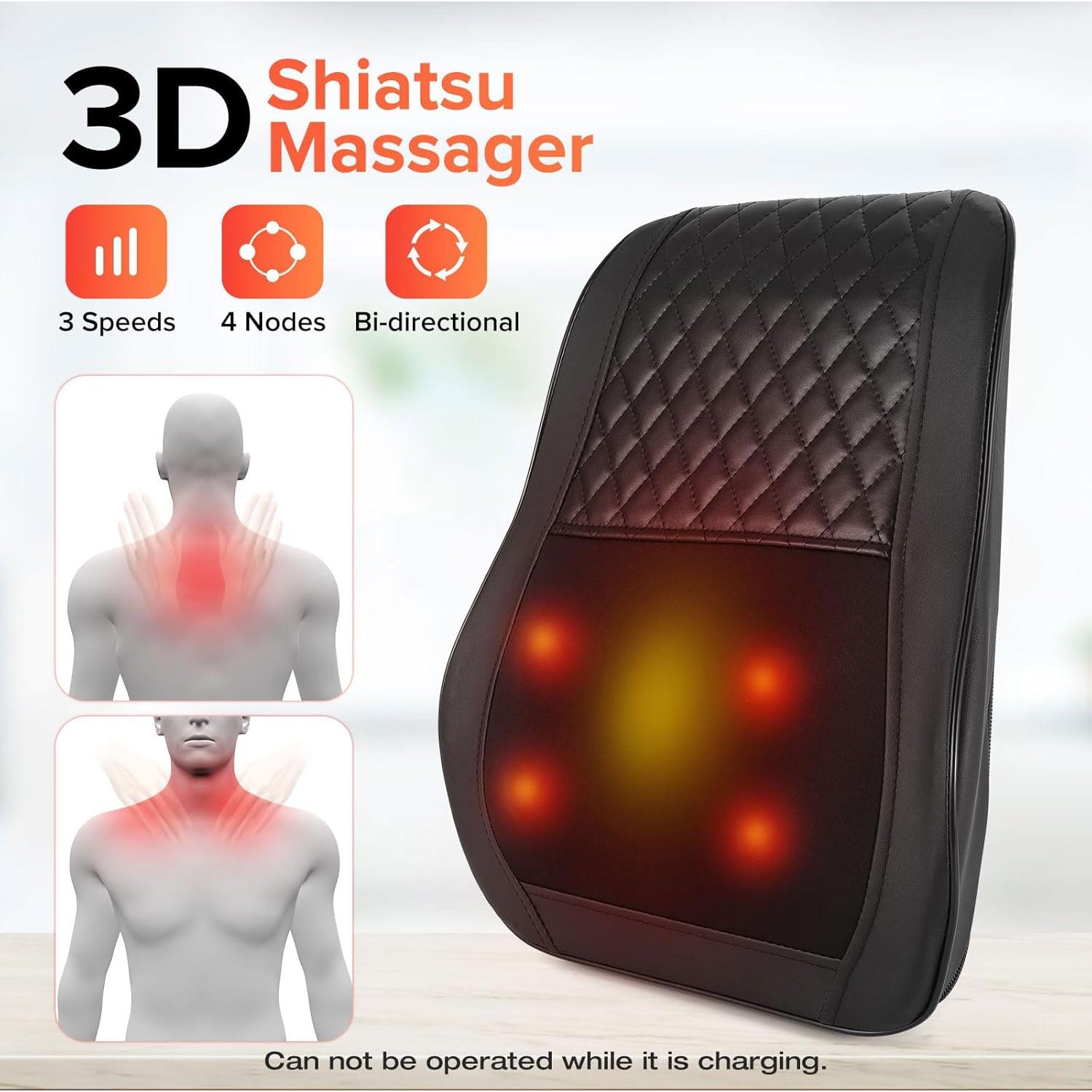 Masajeador de Cuello y Espalda AERLANG Inalámbrico con Calor 3D